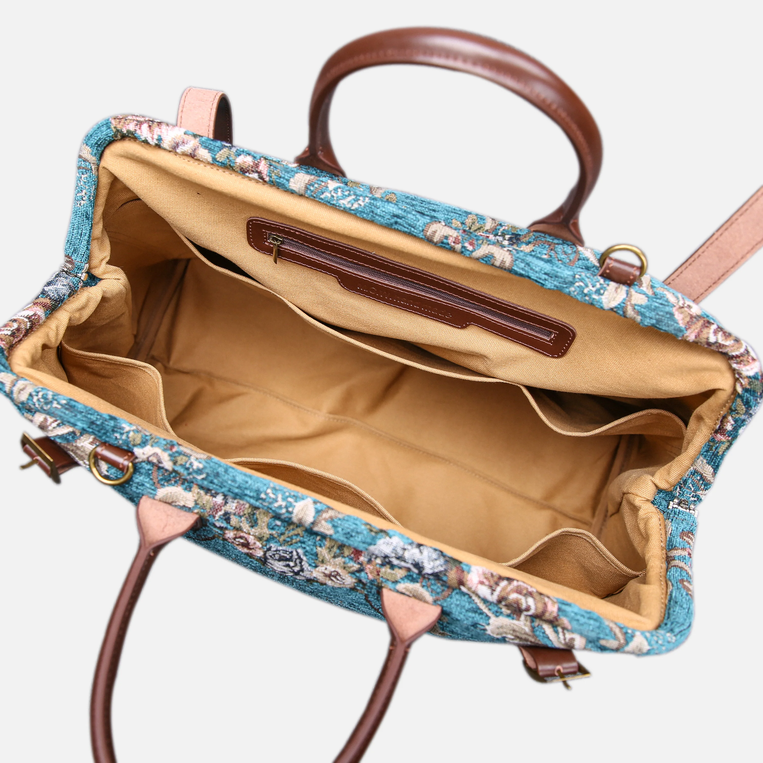 Floral Teal Large Carpetbag - Image 4