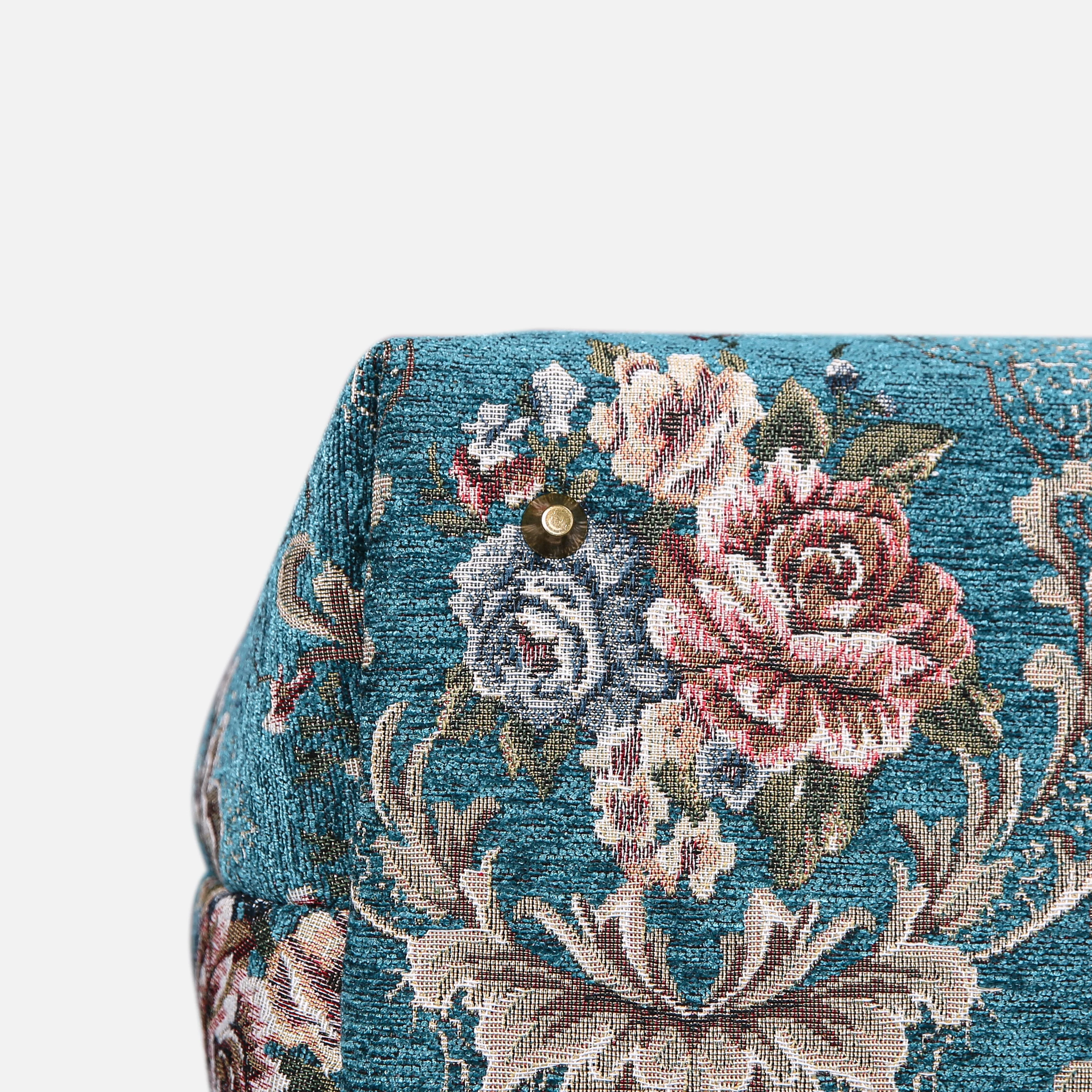 Floral Teal Large Carpetbag - Image 5