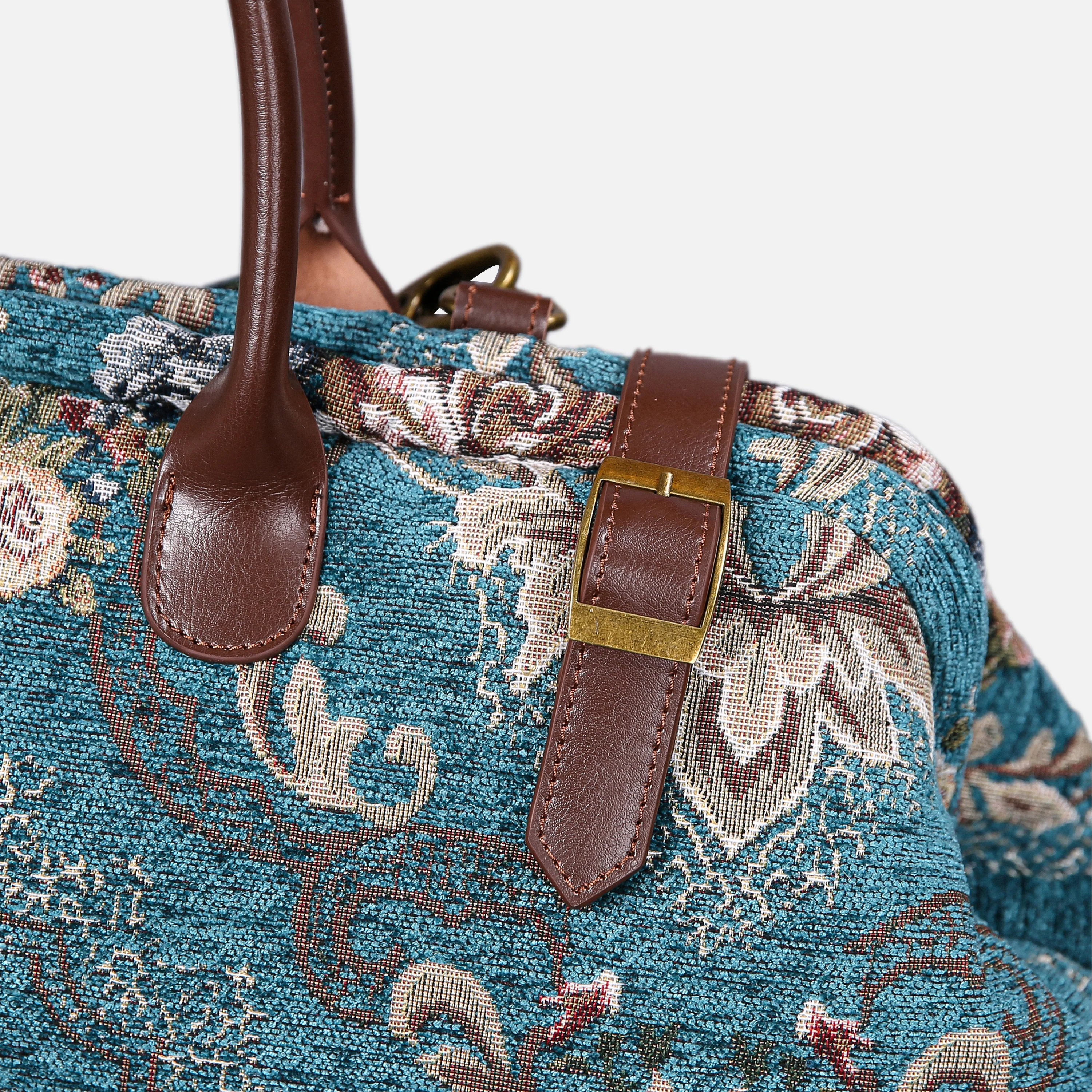 Floral Teal Large Carpetbag - Image 6