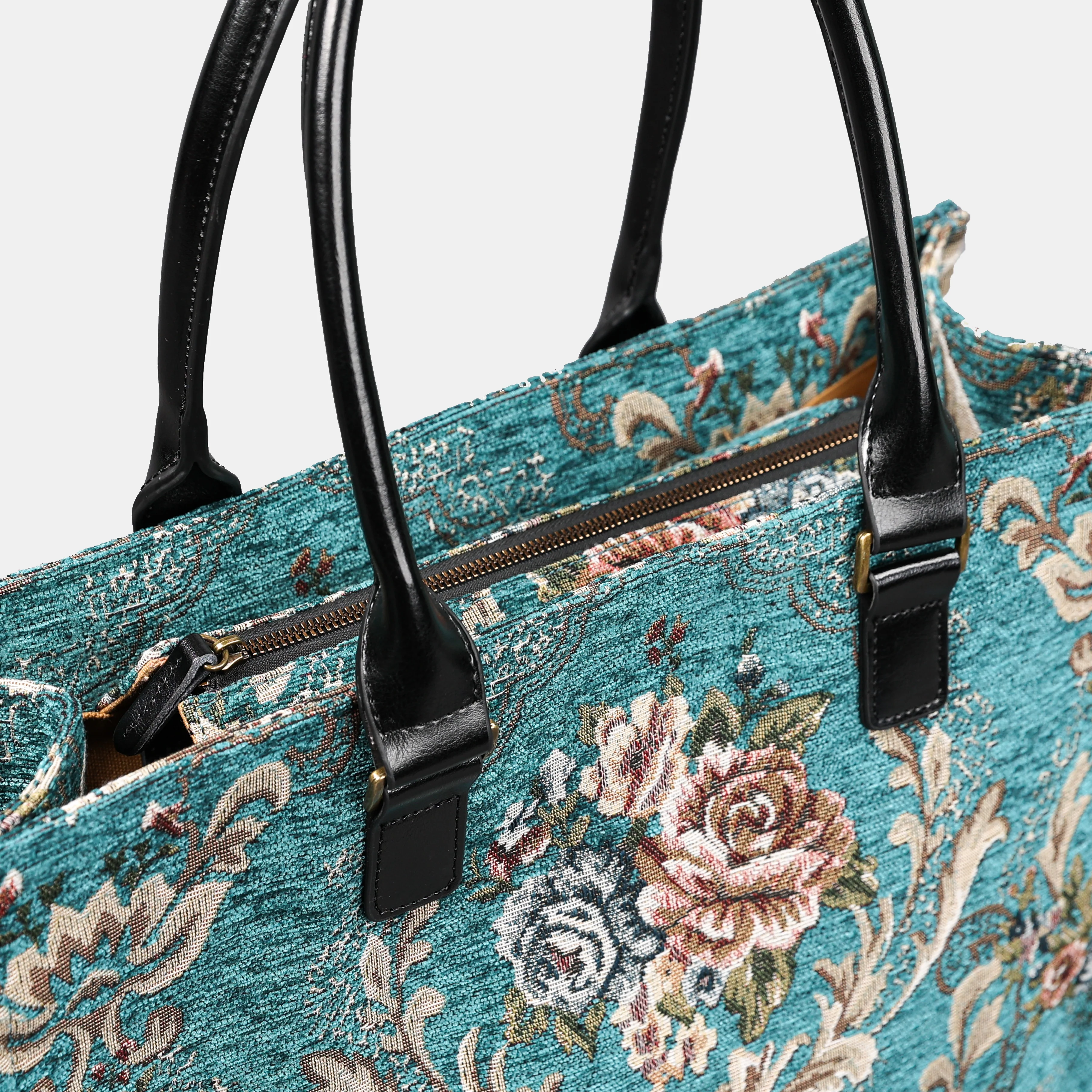 Floral Teal Laptop Work Tote - Image 6