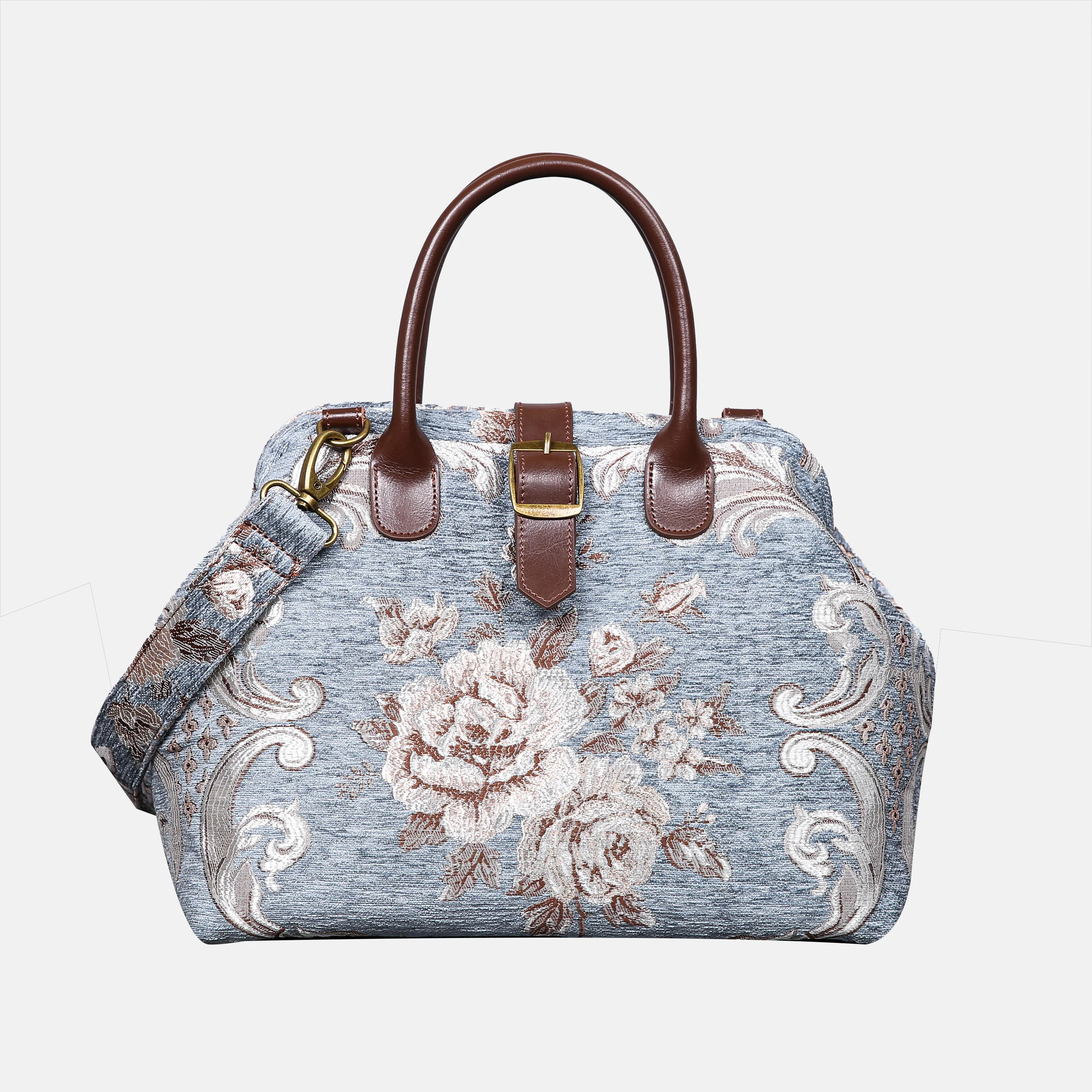 Floral Windy Blue Carpet Handbag Purse