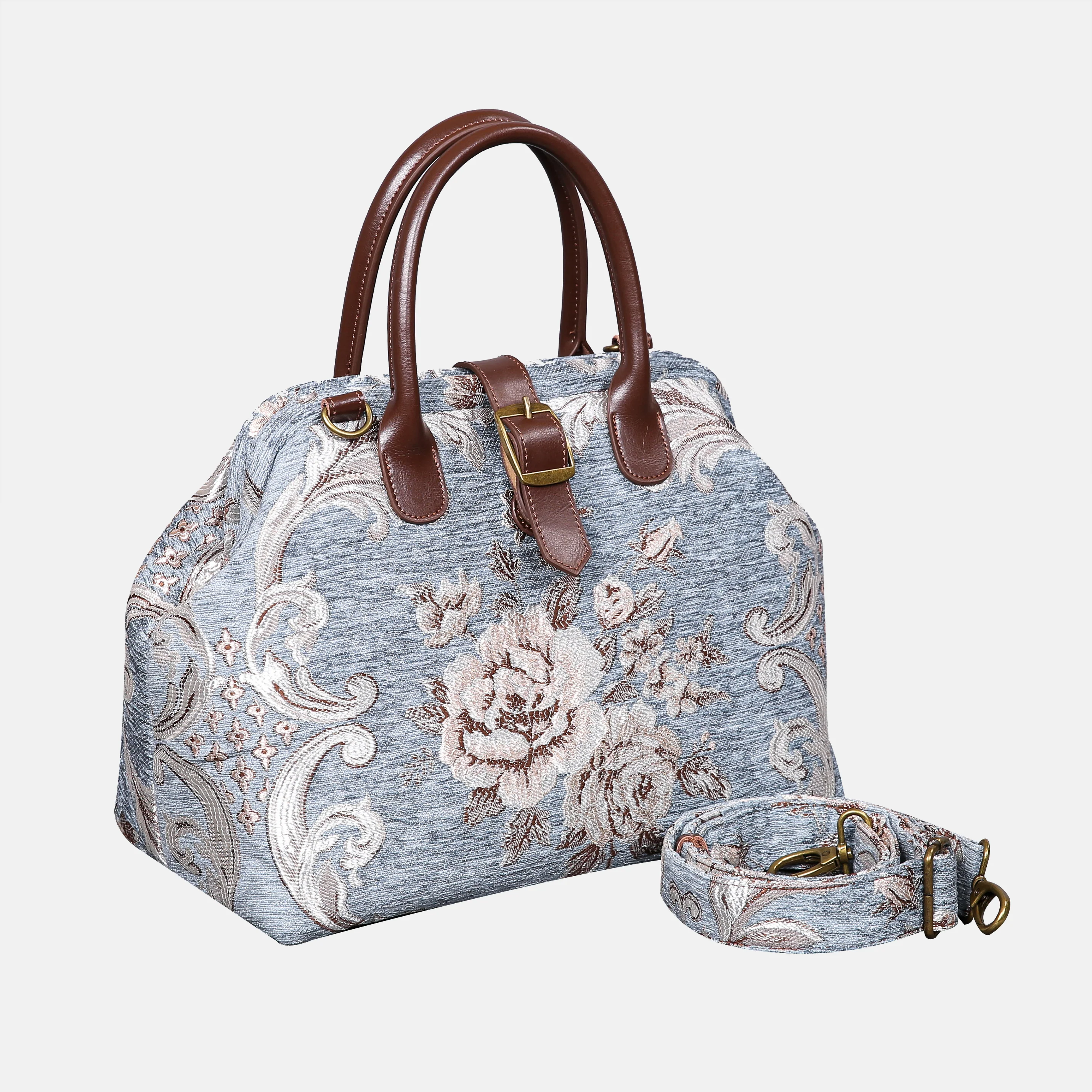 Floral Windy Blue Carpet Handbag Purse - Image 2