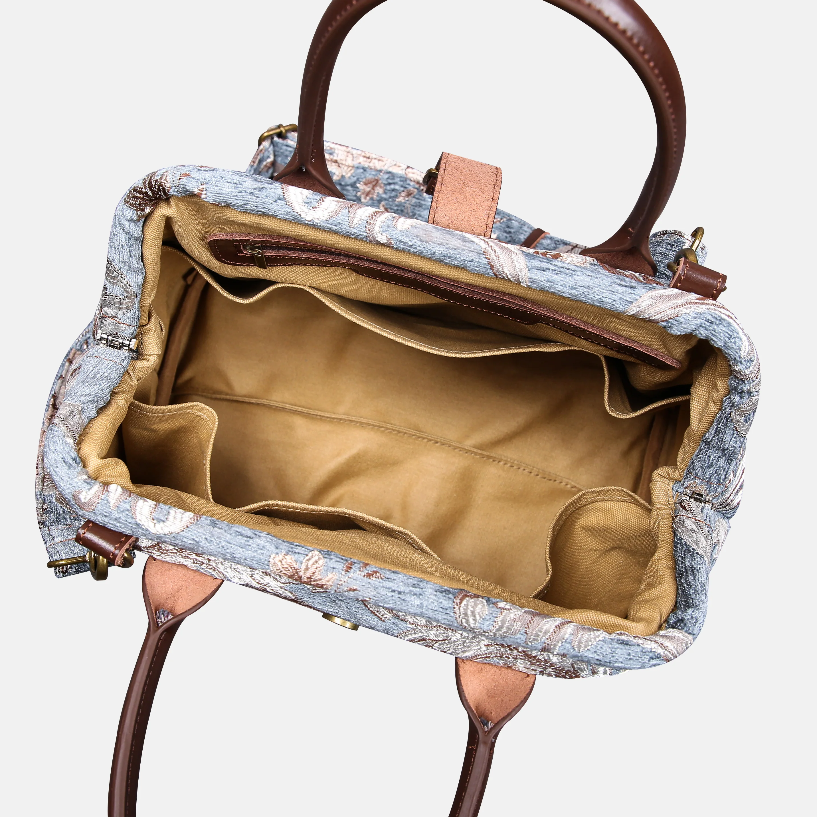 Floral Windy Blue Carpet Handbag Purse - Image 4