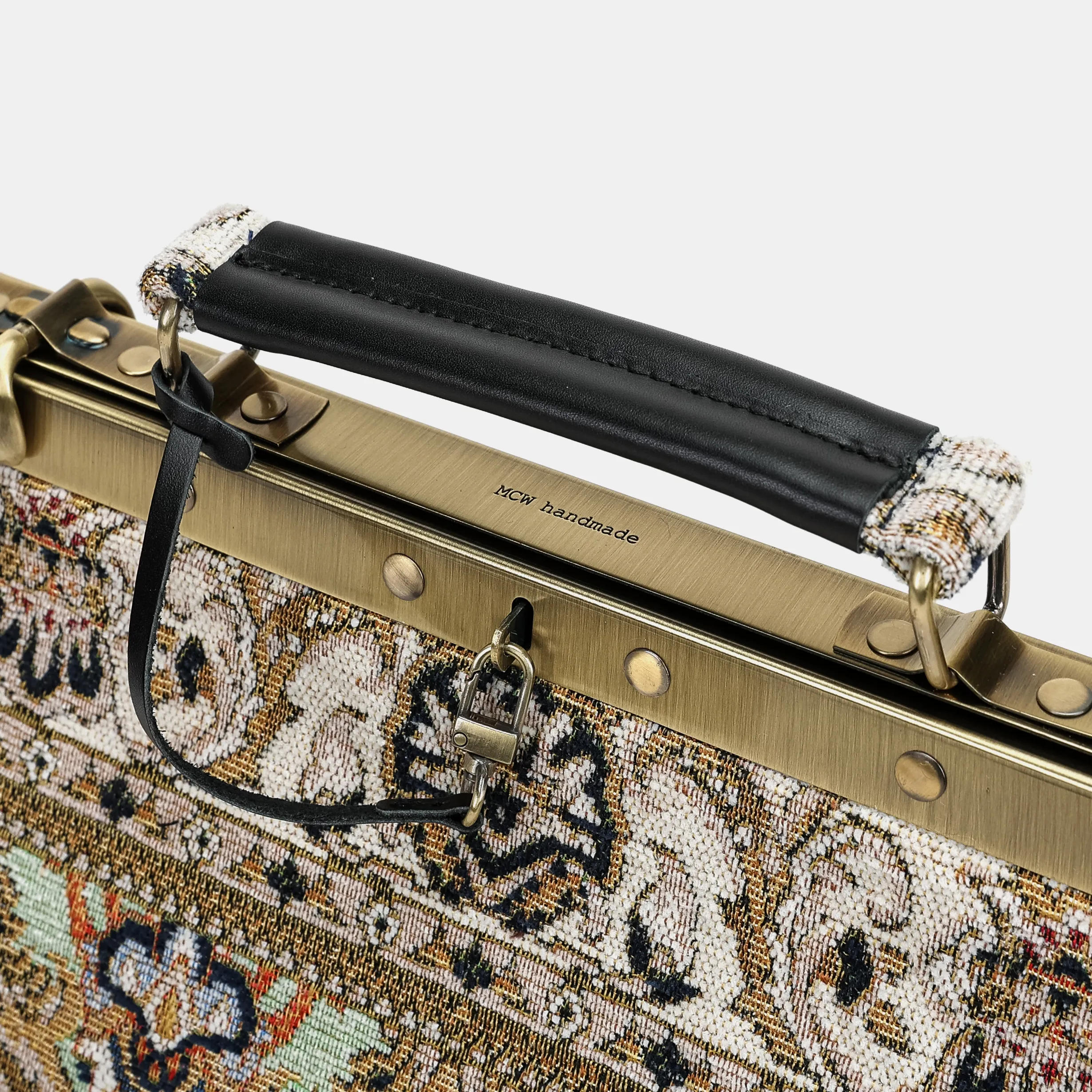Golden Age Navy Cecile Carpet Purse Gladstone Bag - Image 7