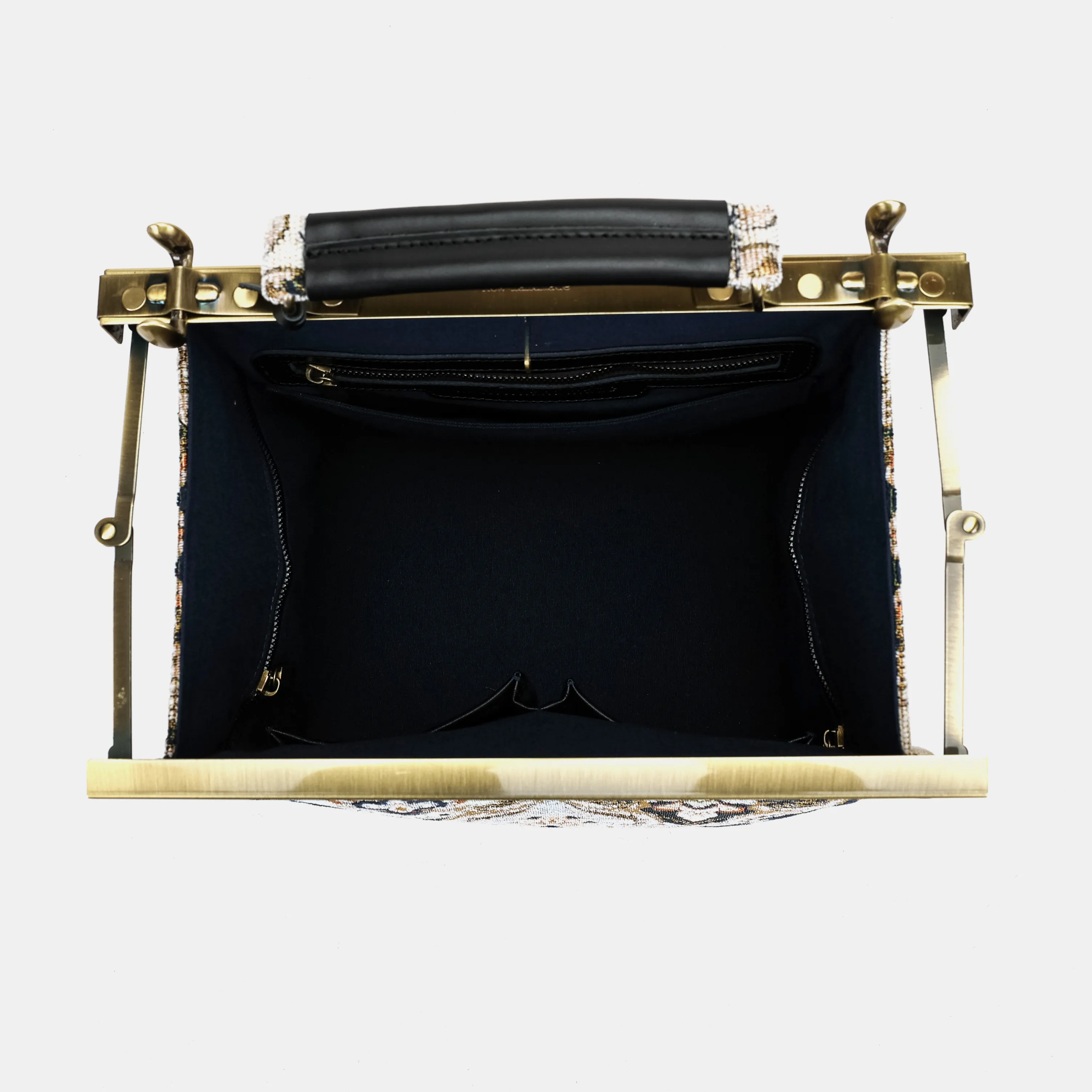 Golden Age Navy Cecile Carpet Purse Gladstone Bag - Image 8