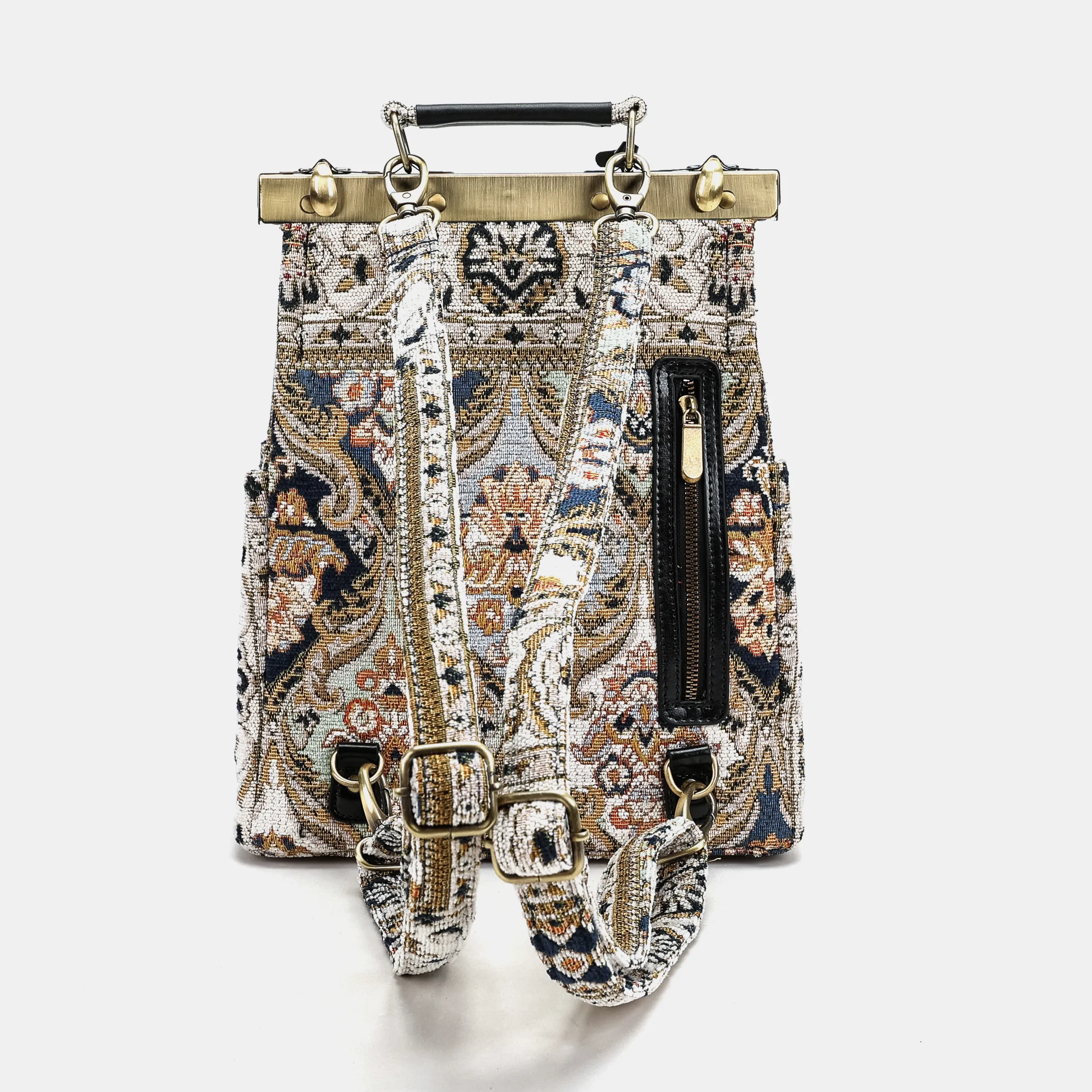 Golden Age Navy Helena Carpet Backpack Gladstone Bag - Image 5