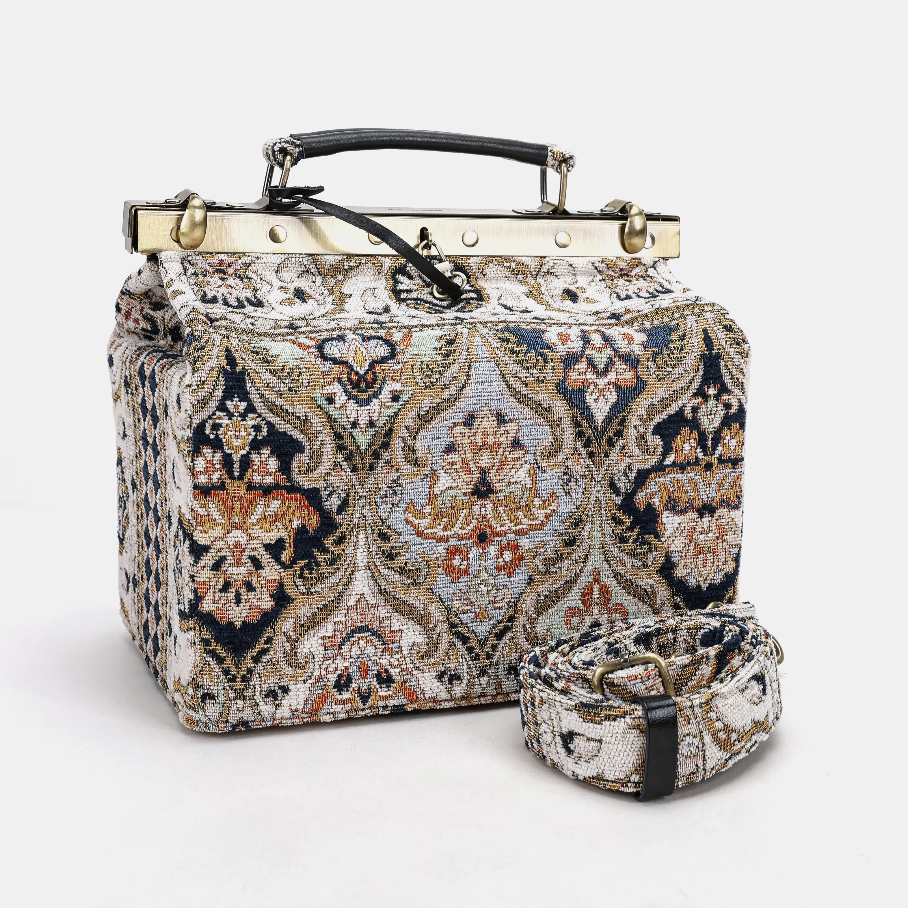 Golden Age Navy Vivienne Carpet Purse Gladstone Bag - Image 5