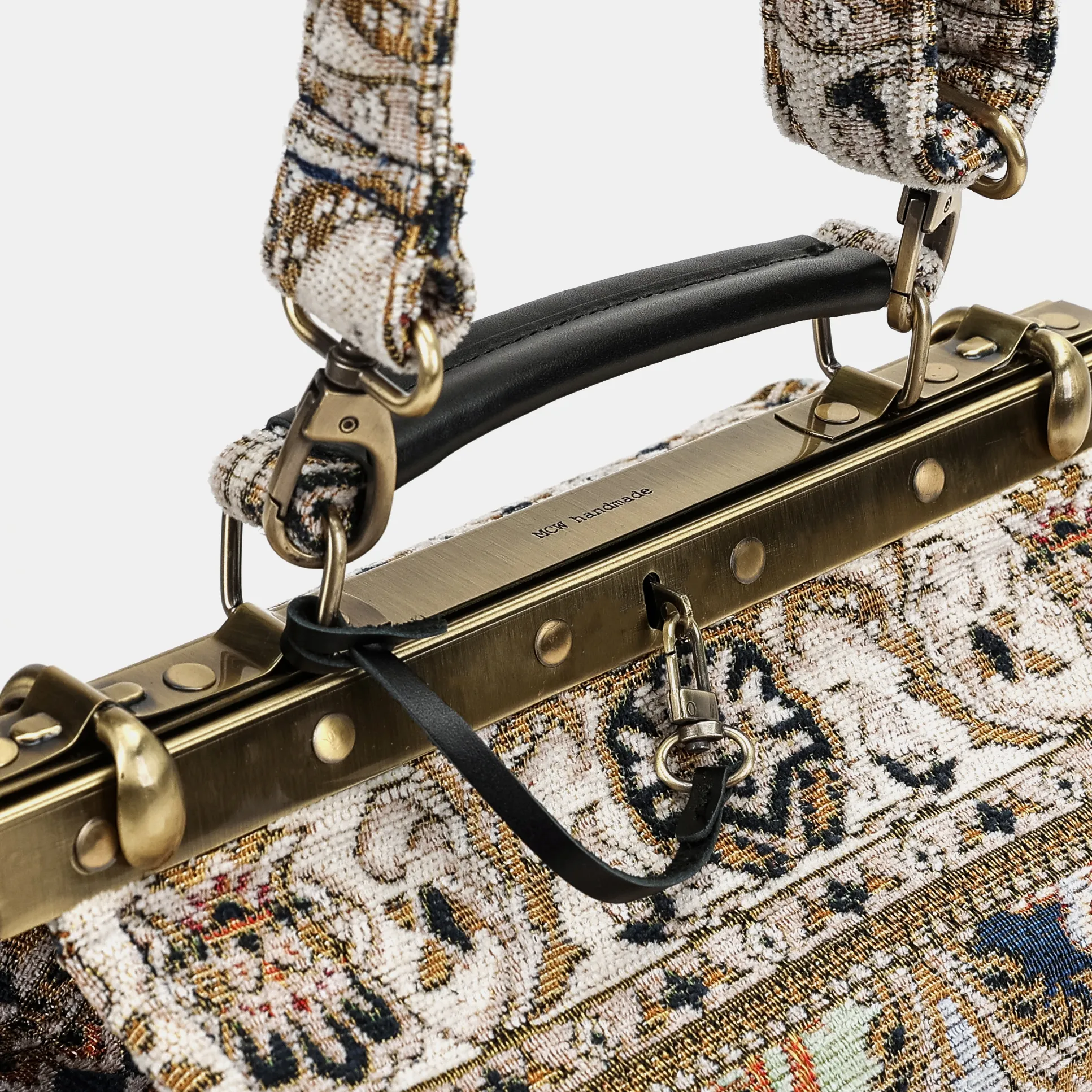 Golden Age Navy Vivienne Carpet Purse Gladstone Bag - Image 6