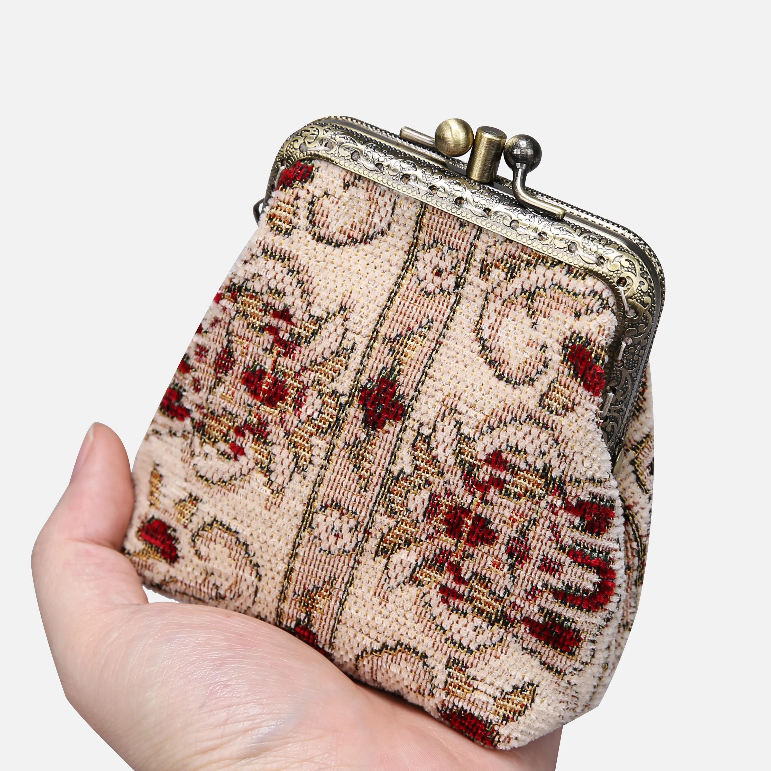 Golden Age Red Double Kiss Clasp Coin Purse