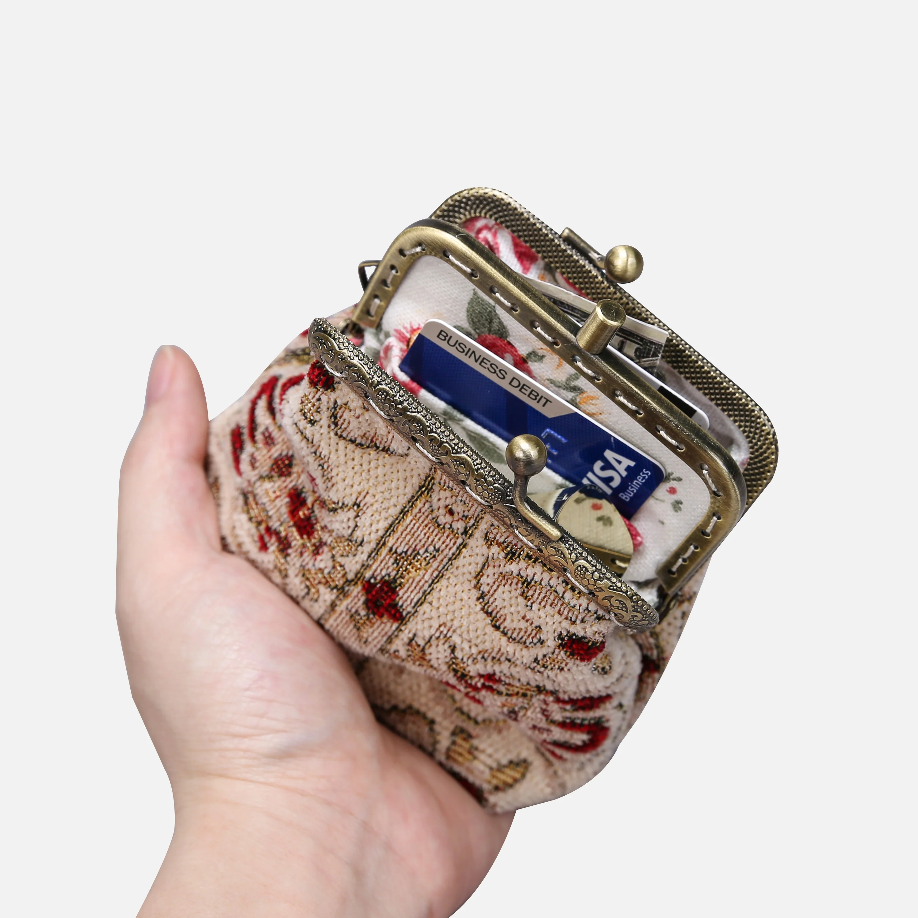 Golden Age Red Double Kiss Clasp Coin Purse - Image 2