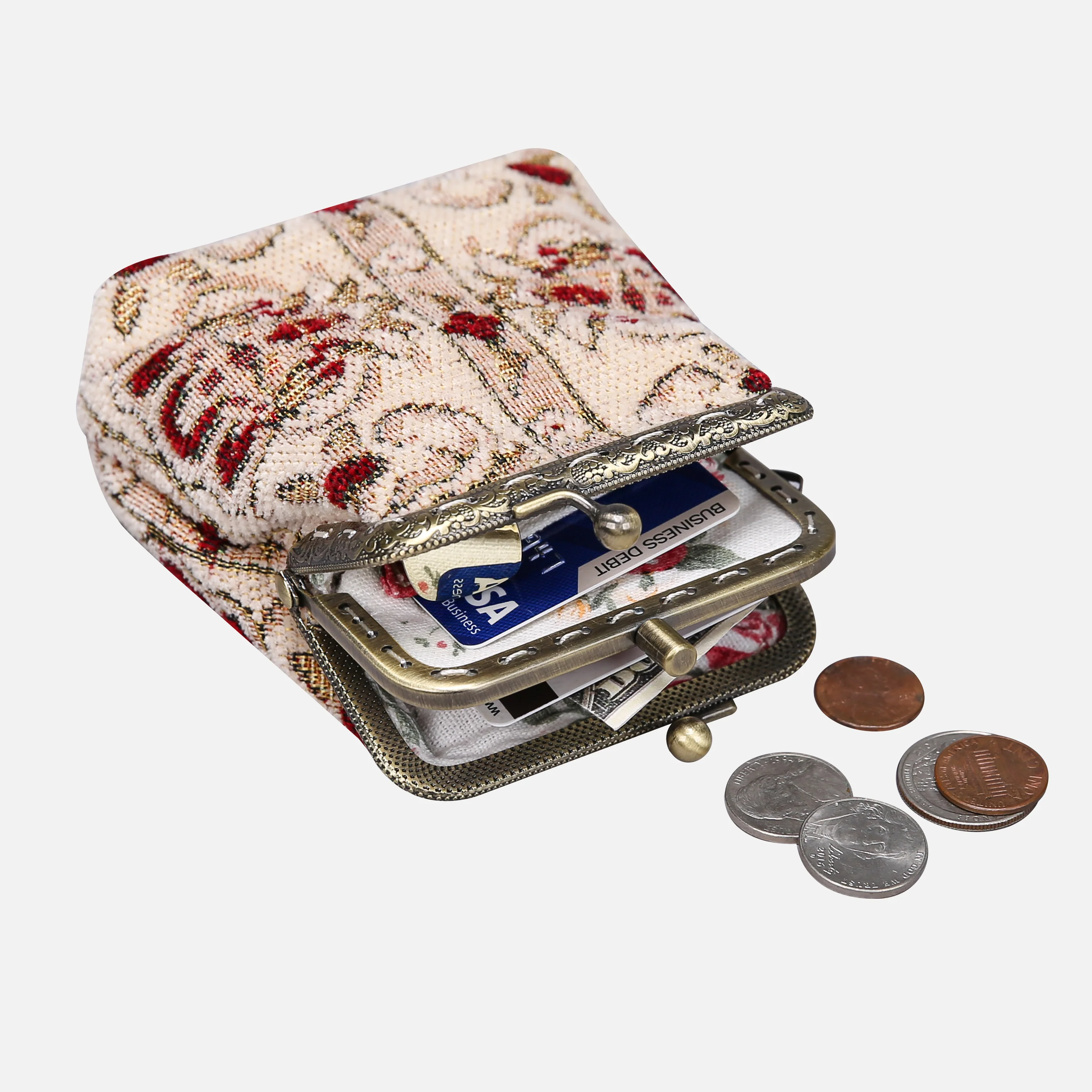 Golden Age Red Double Kiss Clasp Coin Purse - Image 4