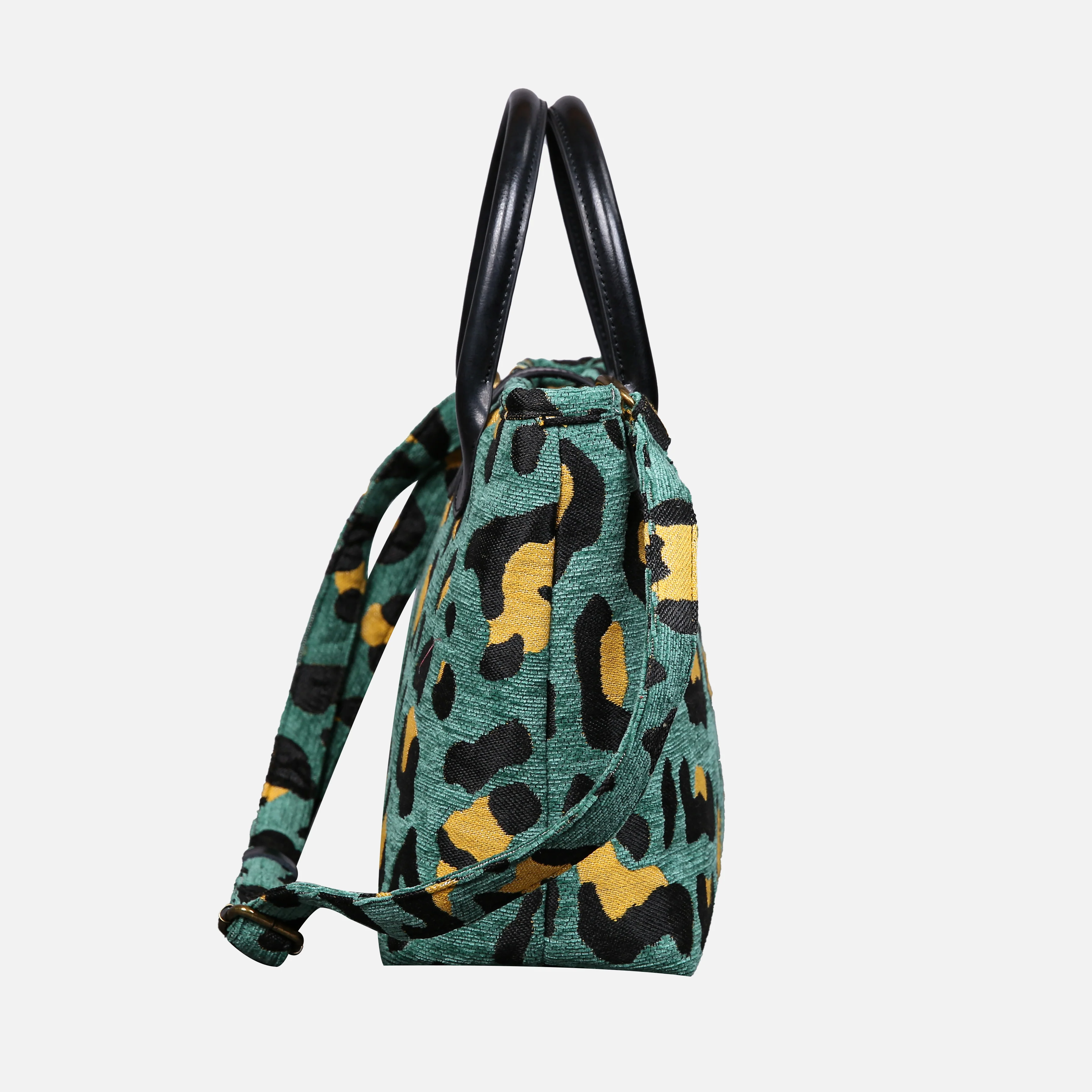 Leopard Green Tuck Lock Carpet Satchel - Image 3