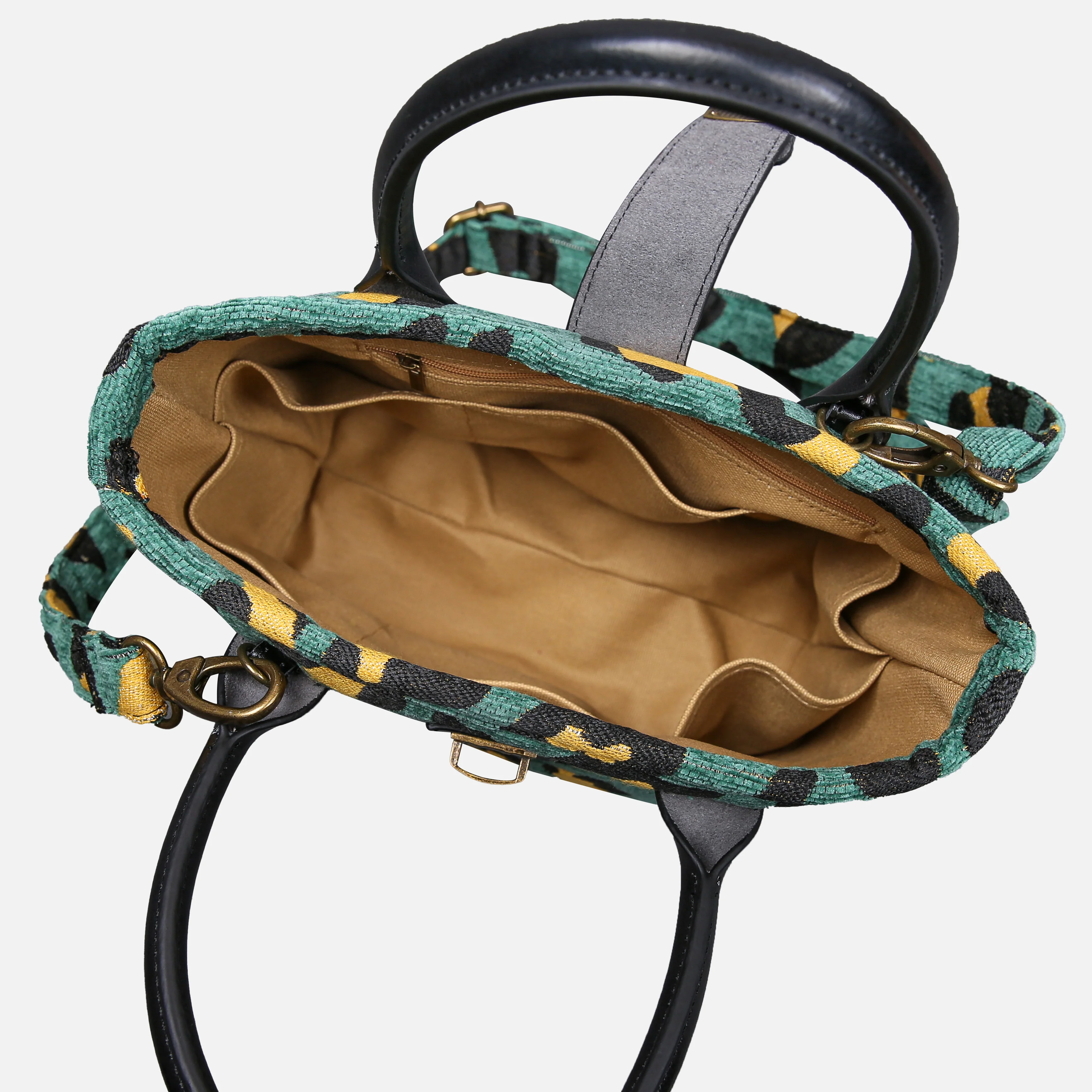 Leopard Green Tuck Lock Carpet Satchel - Image 5