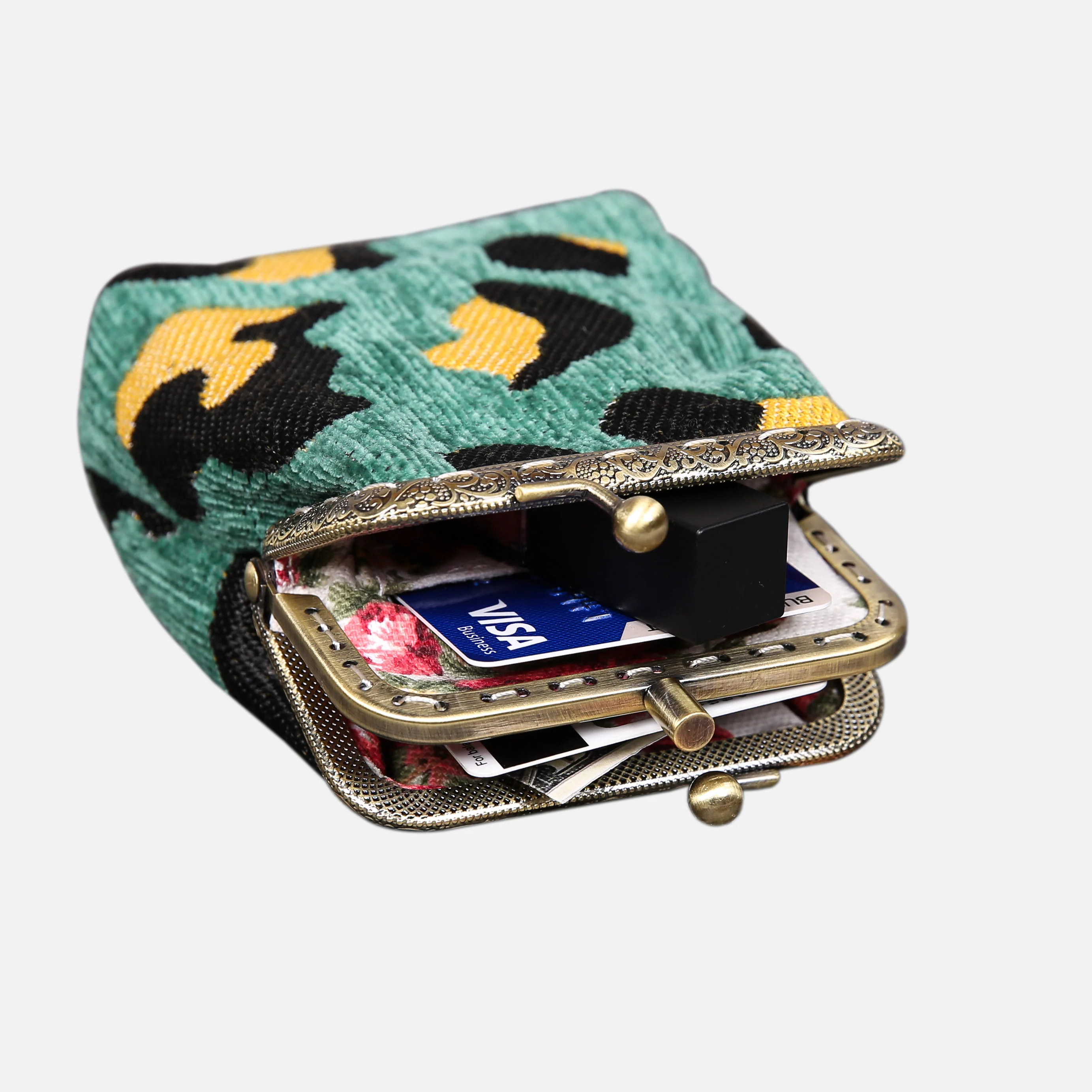 Leopard Green Double Kiss Clasp Coin Purse - Image 4