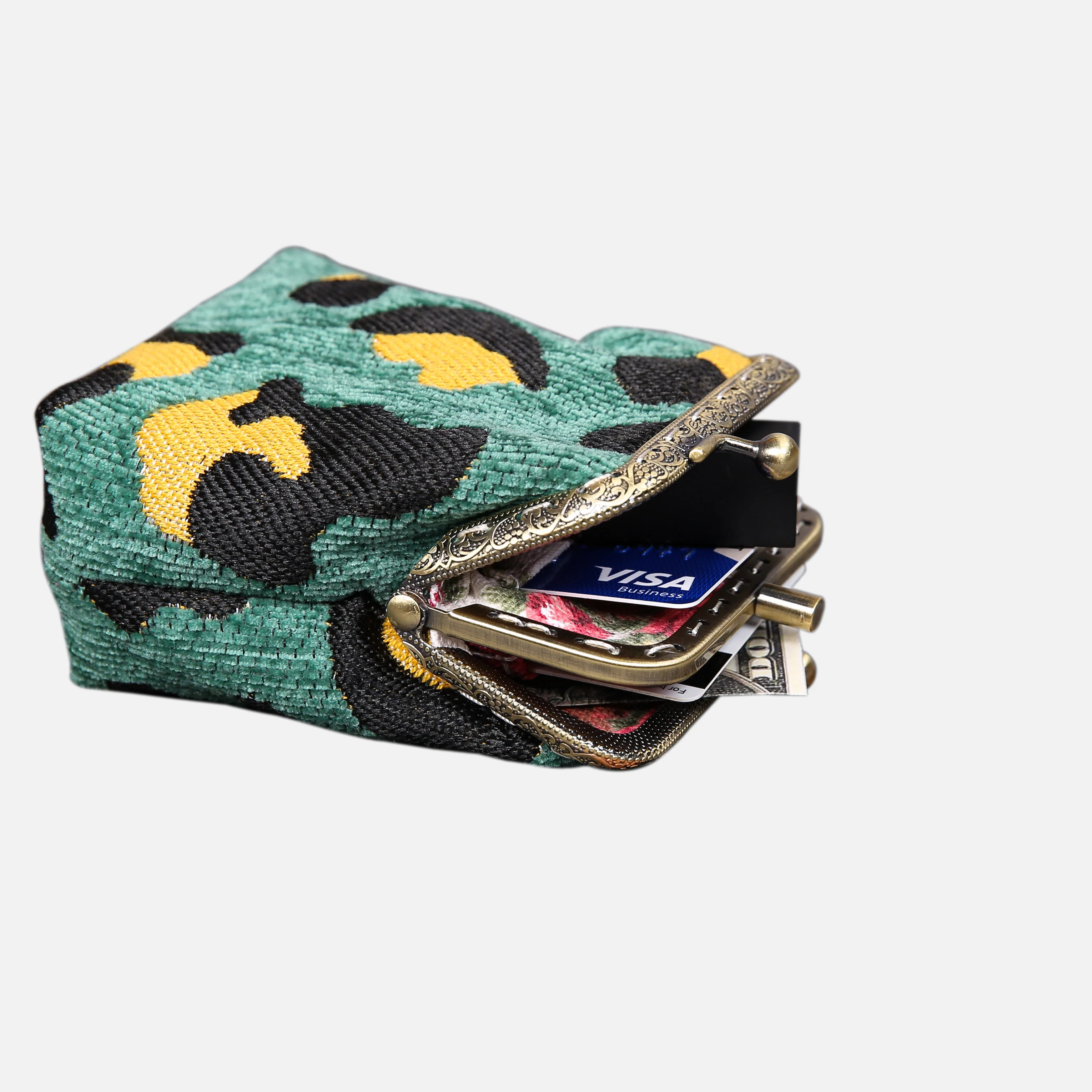Leopard Green Double Kiss Clasp Coin Purse - Image 5