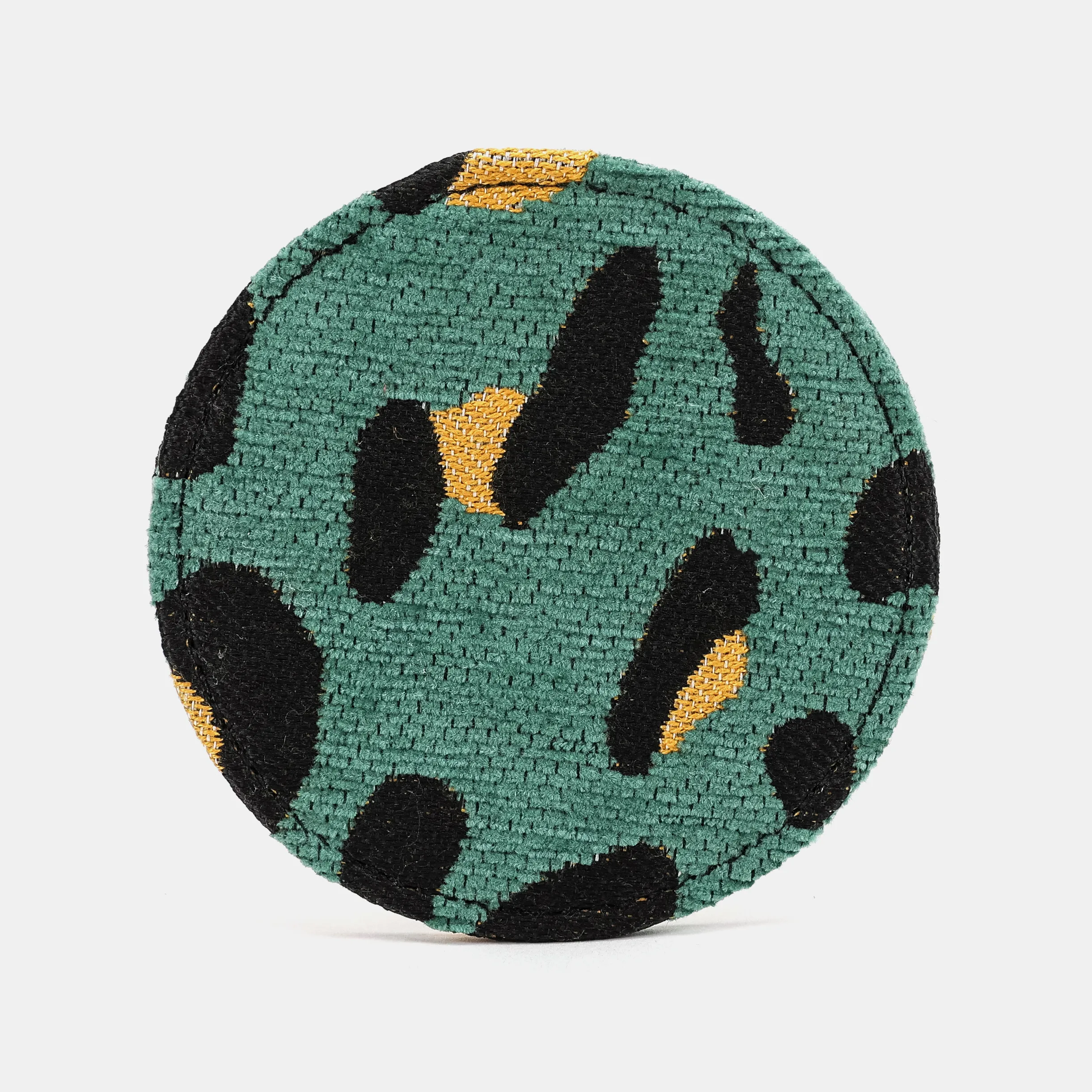 Leopard Green Round Coaster Set with Holder - Image 3