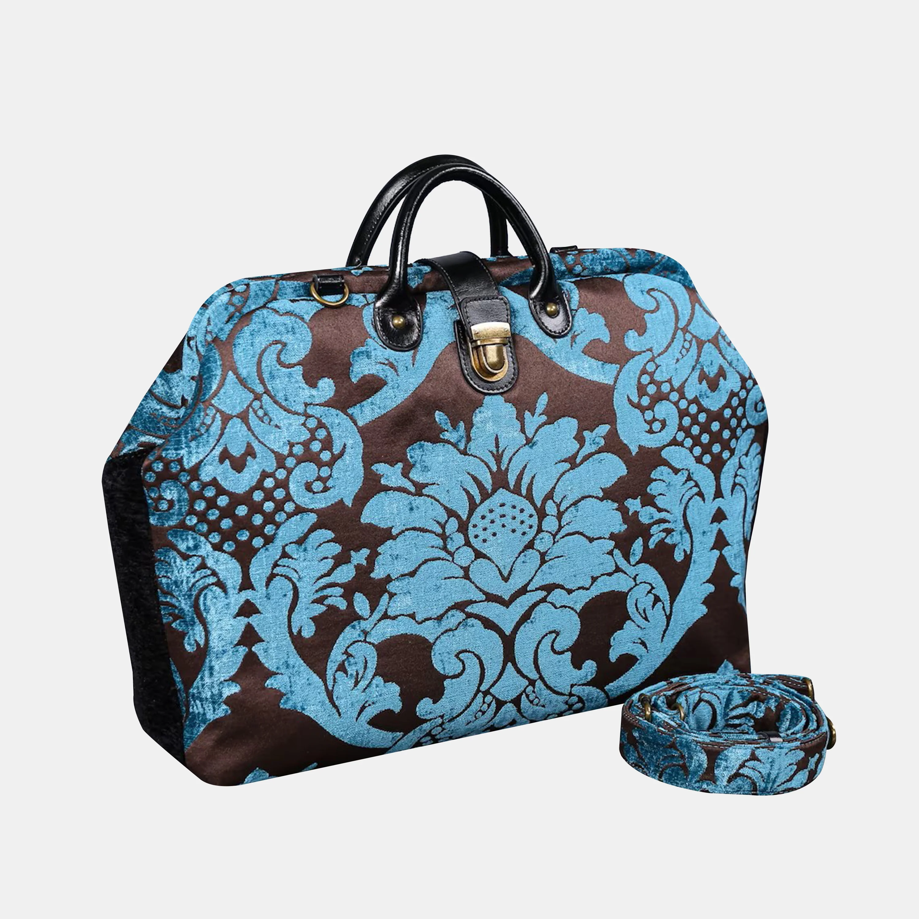 Luxury Damask Blue Laptop Work Bag - Image 2