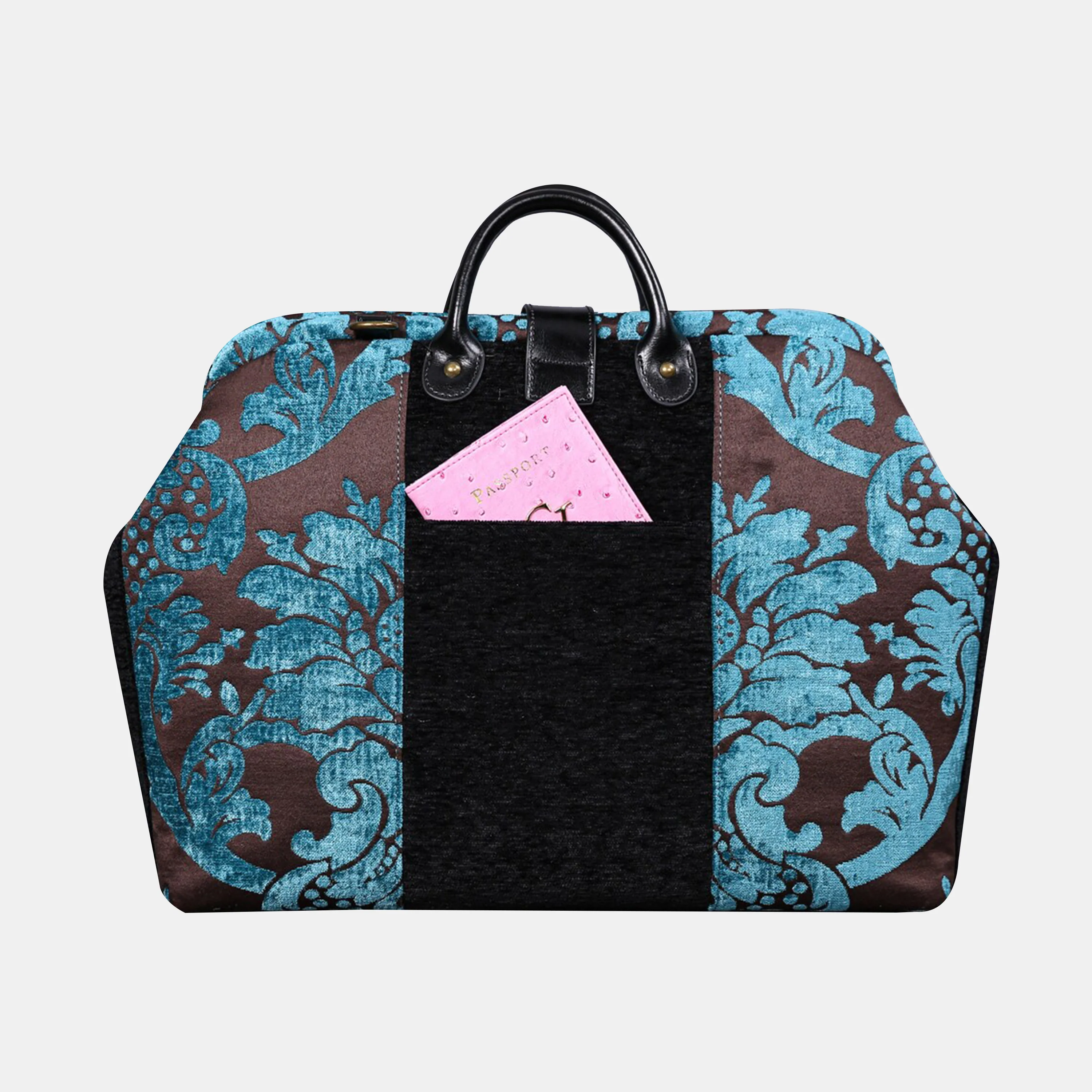 Luxury Damask Blue Laptop Work Bag - Image 3