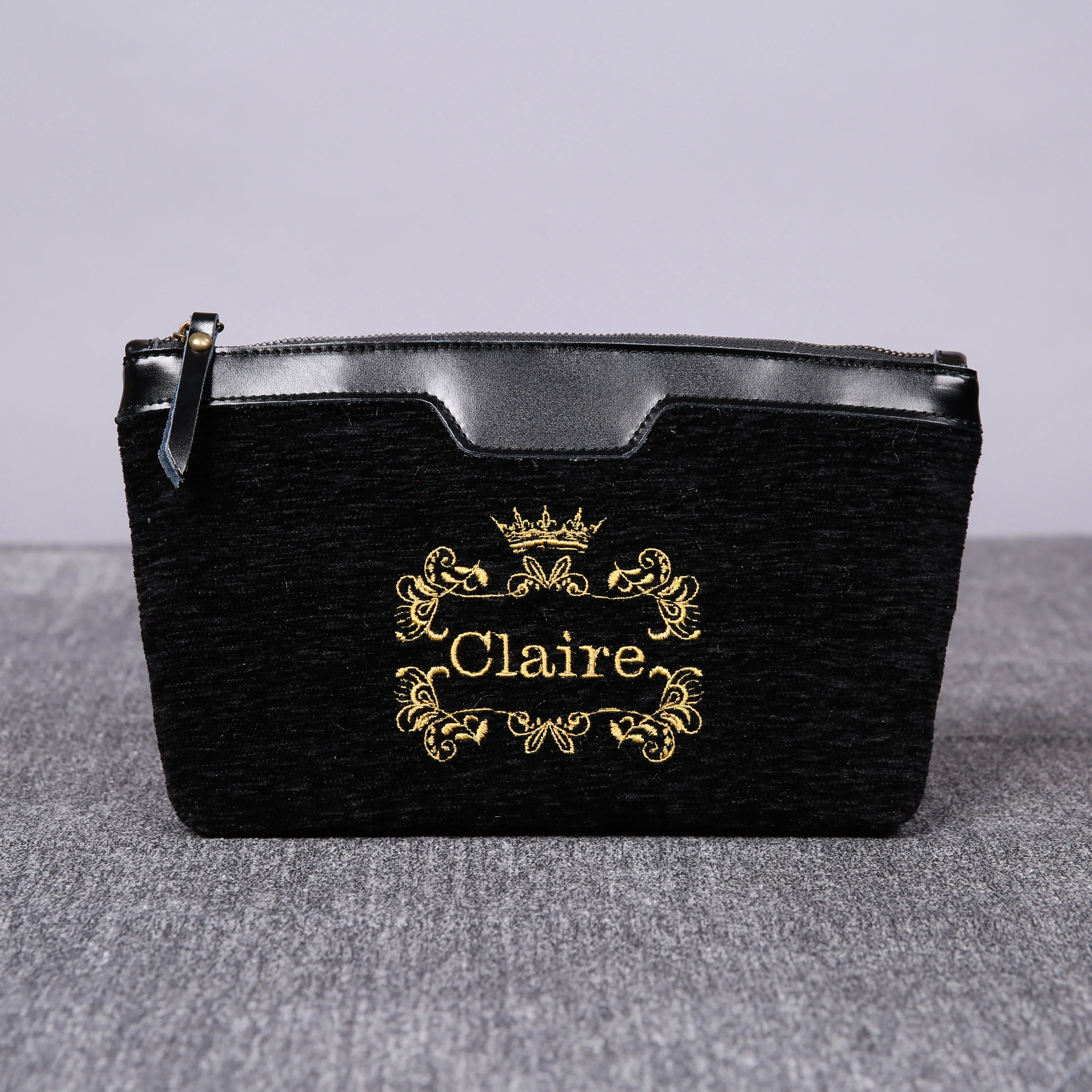 Luxury Monogrammed Black Make up Bag
