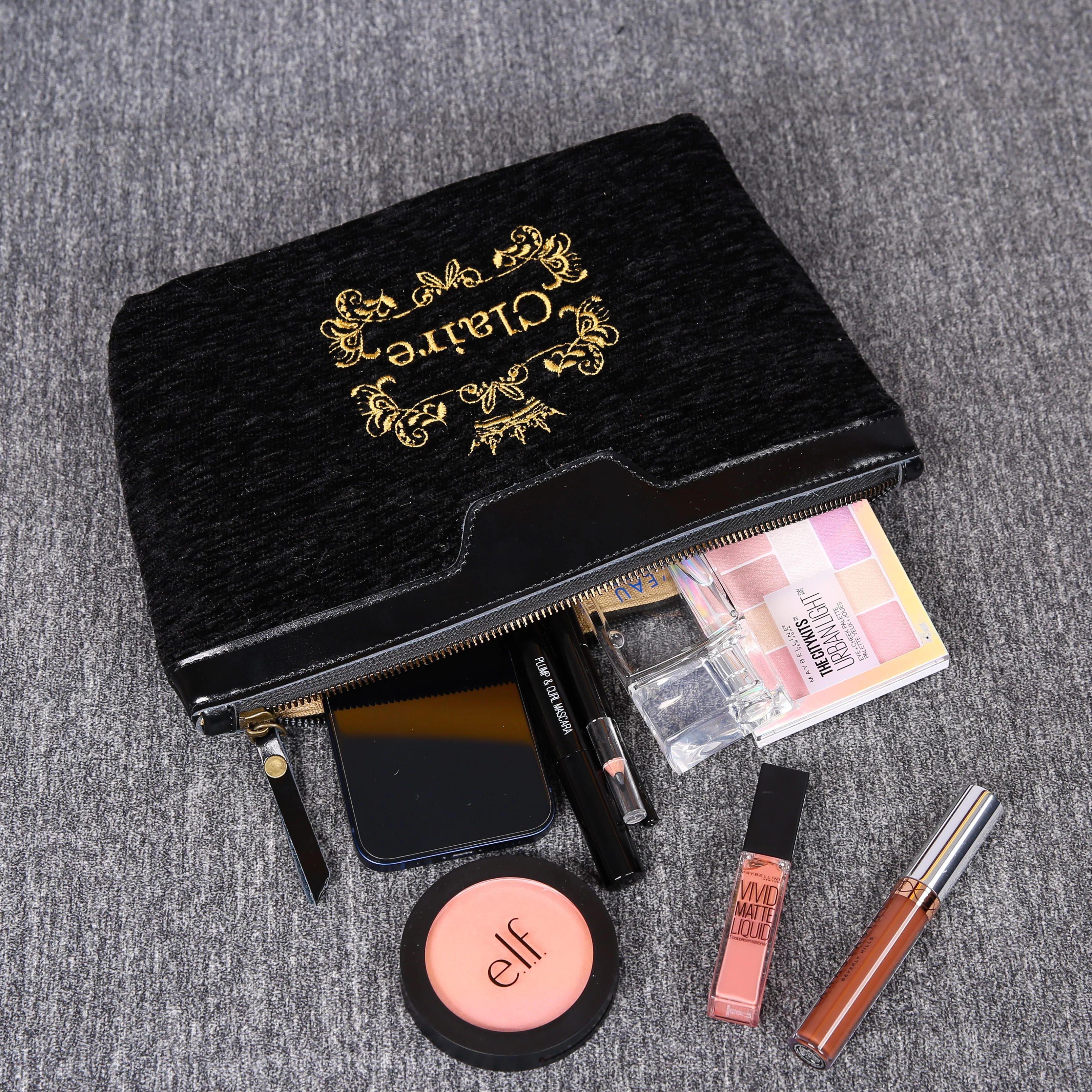 Luxury Monogrammed Black Make up Bag - Image 6