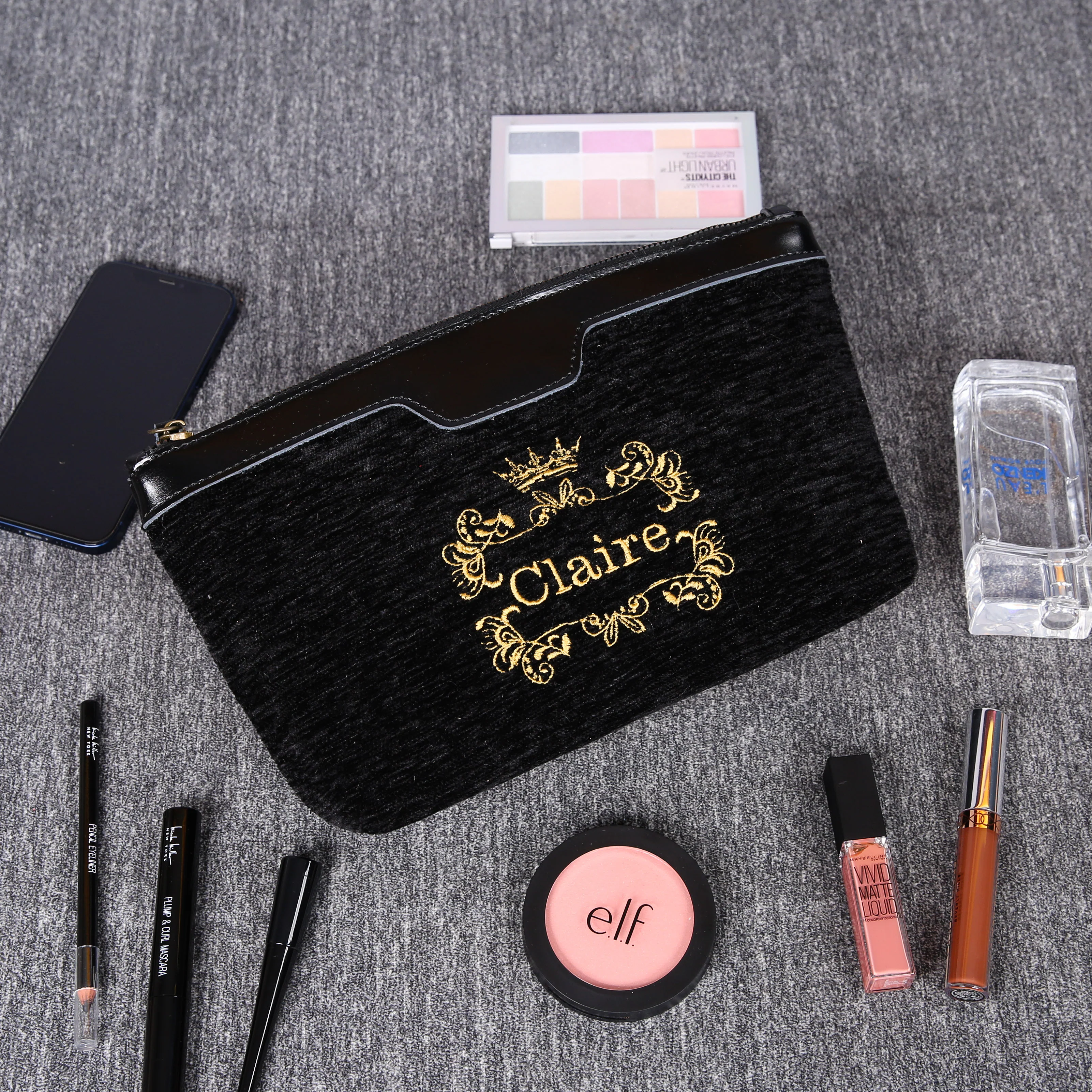 Luxury Monogrammed Black Make up Bag - Image 7