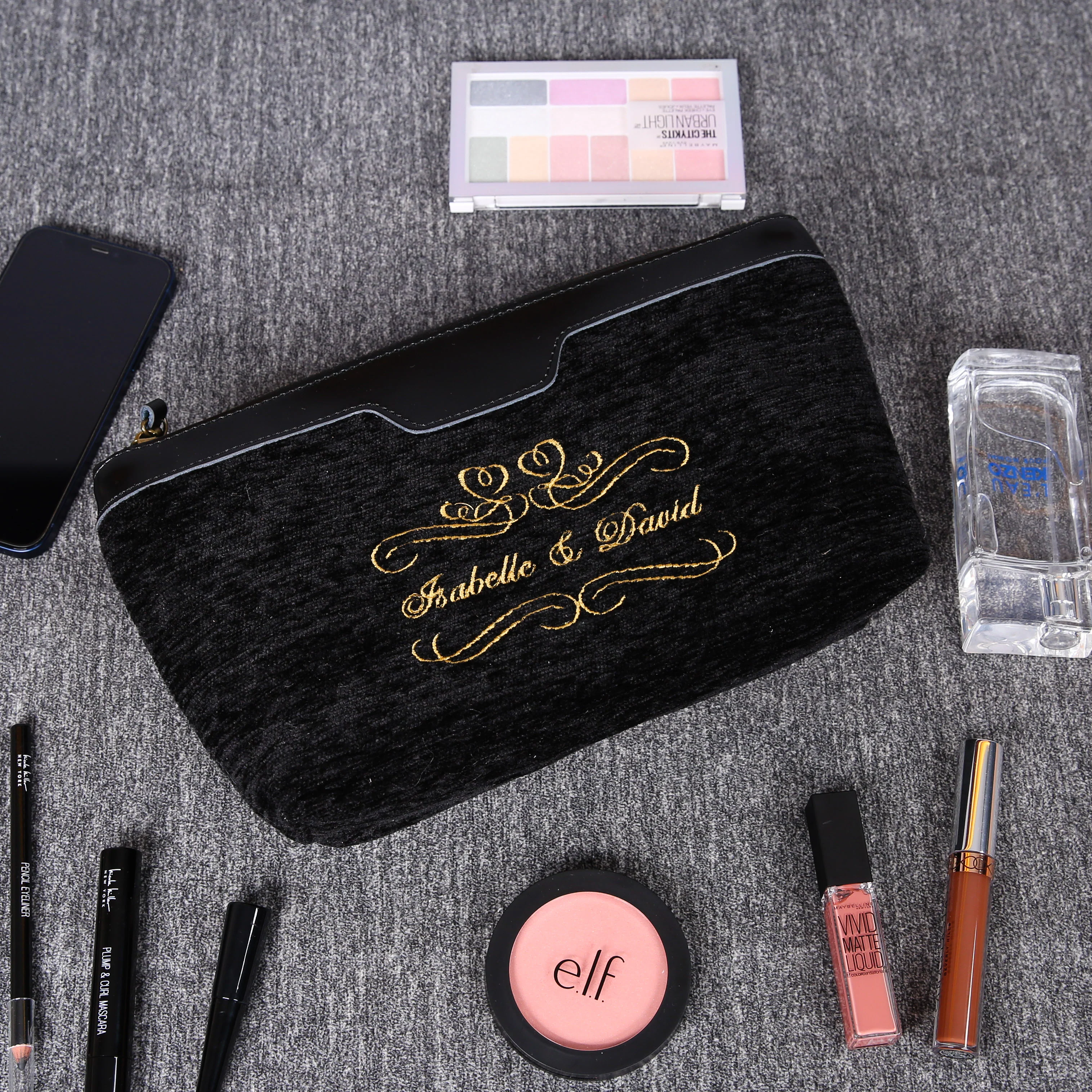 Luxury Monogrammed Black Make up Bag - Image 8