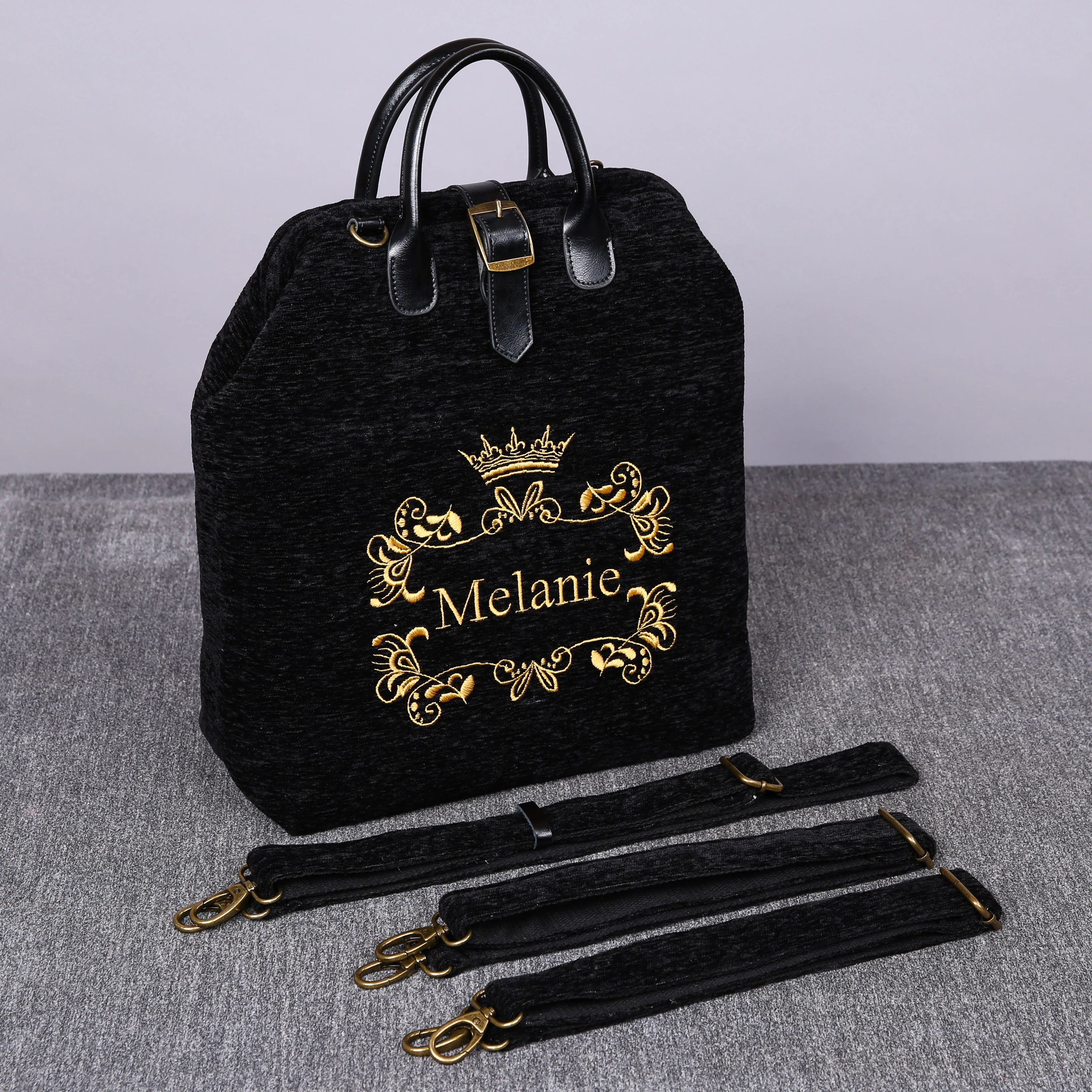 Luxury Monogrammed Black Multi-Functional Backpack