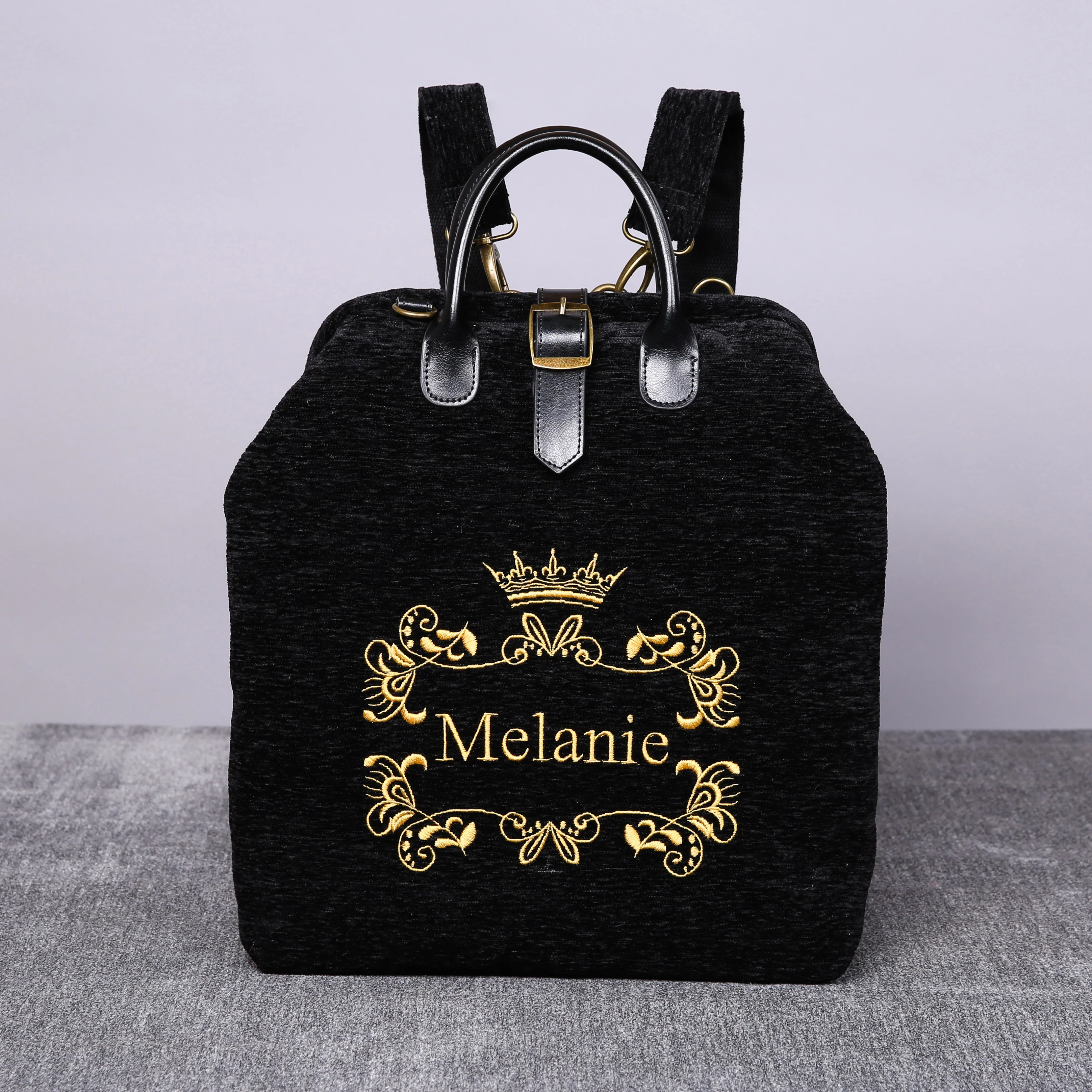 Luxury Monogrammed Black Multi-Functional Backpack - Image 14