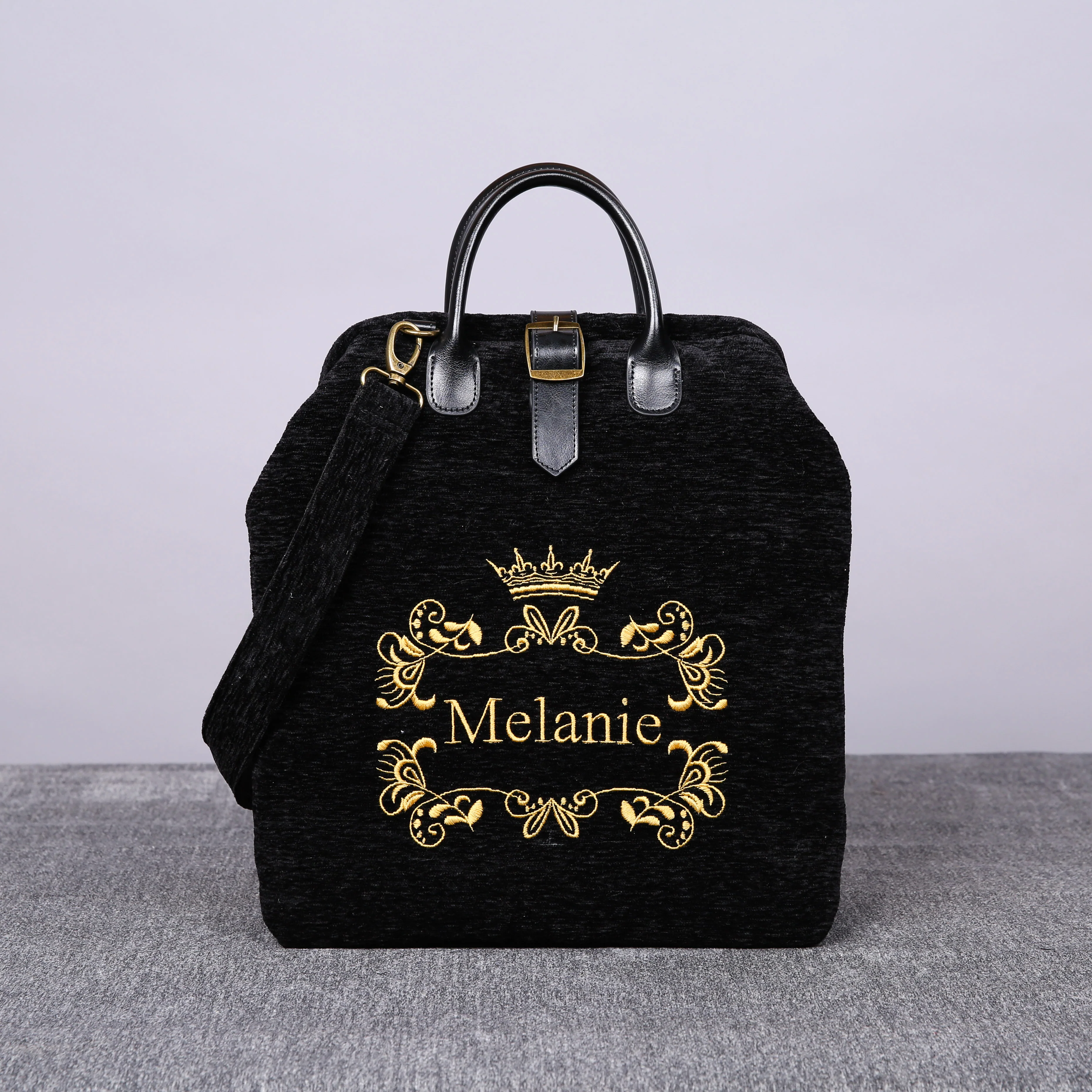 Luxury Monogrammed Black Multi-Functional Backpack - Image 3