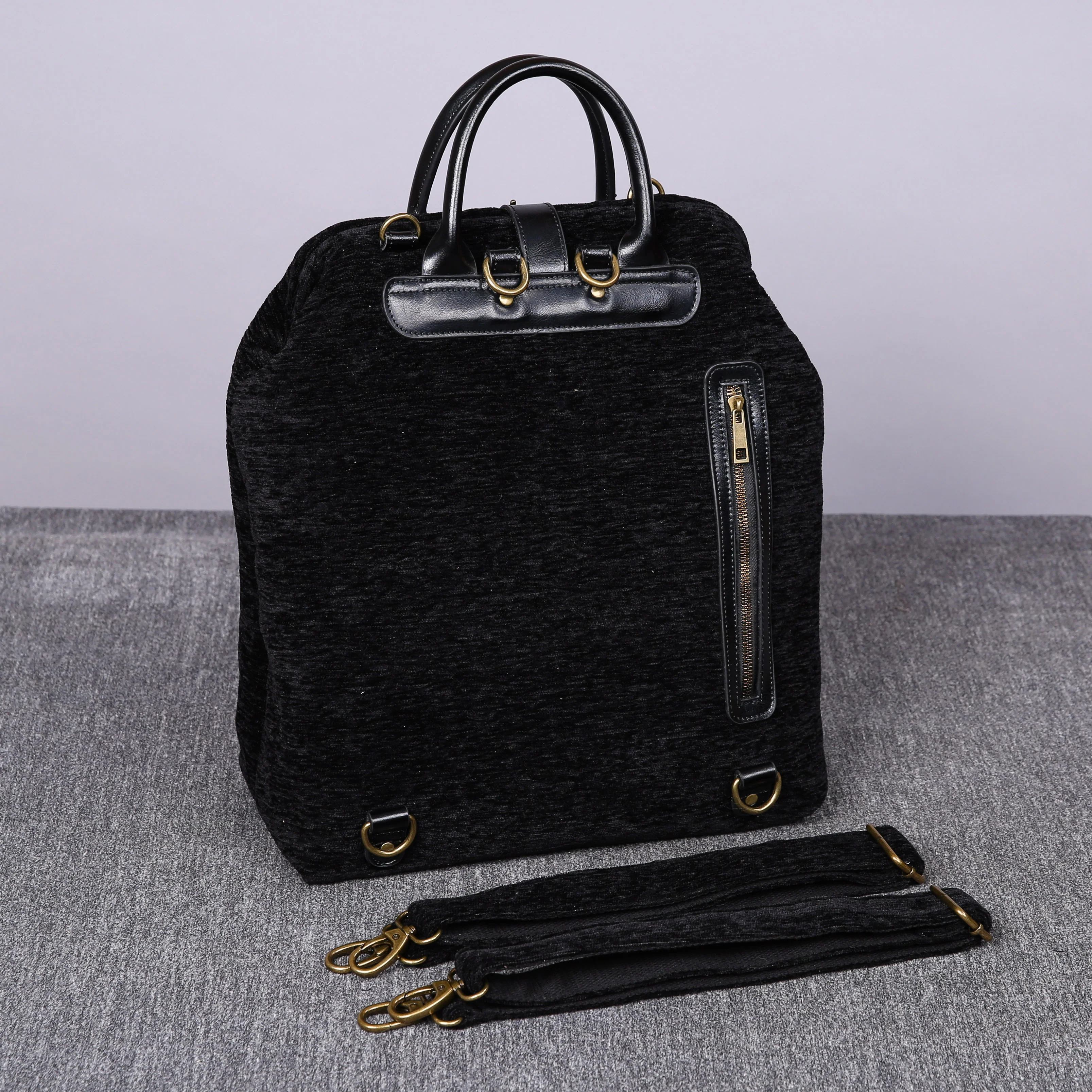 Luxury Monogrammed Black Multi-Functional Backpack - Image 9