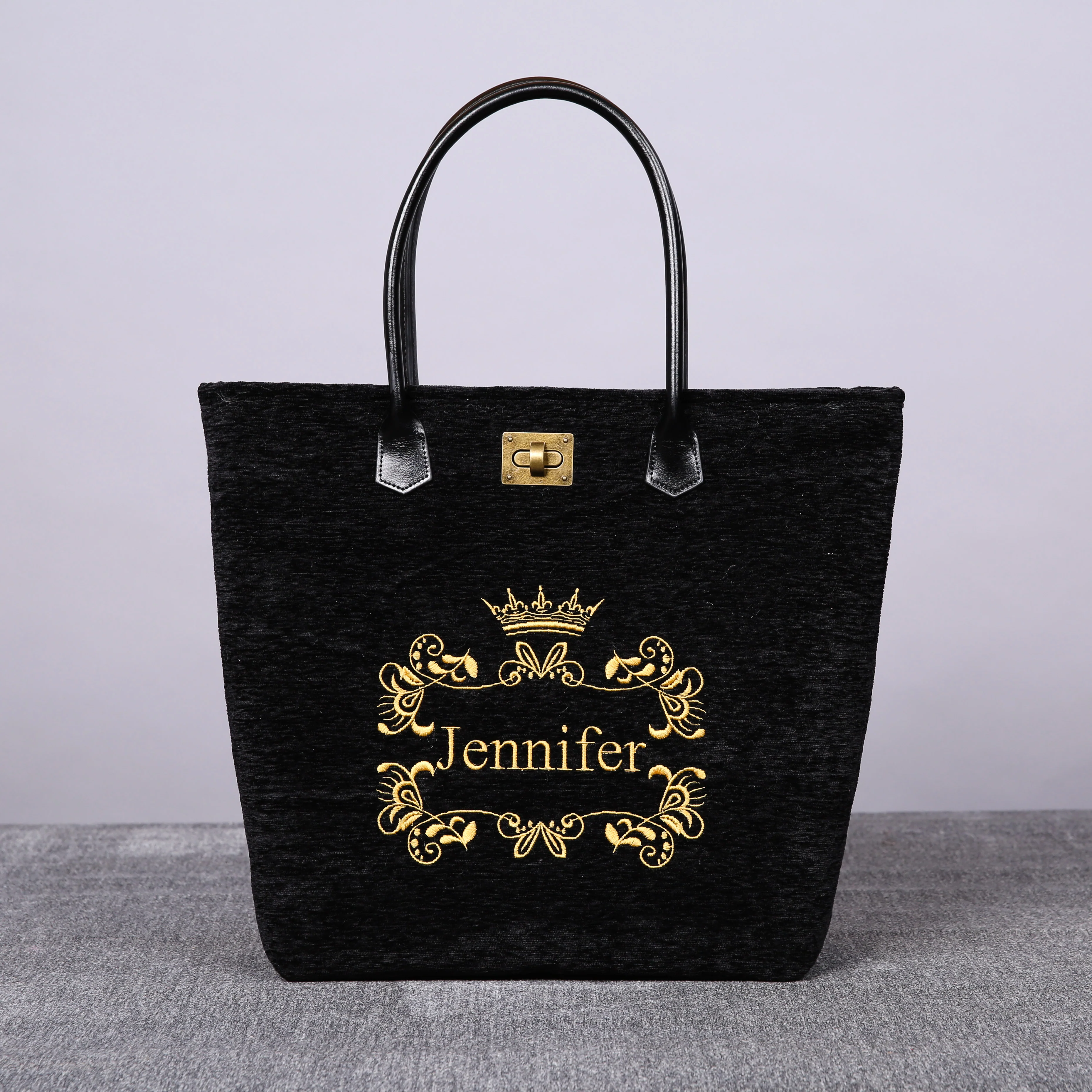 Luxury Monogrammed Black Tote