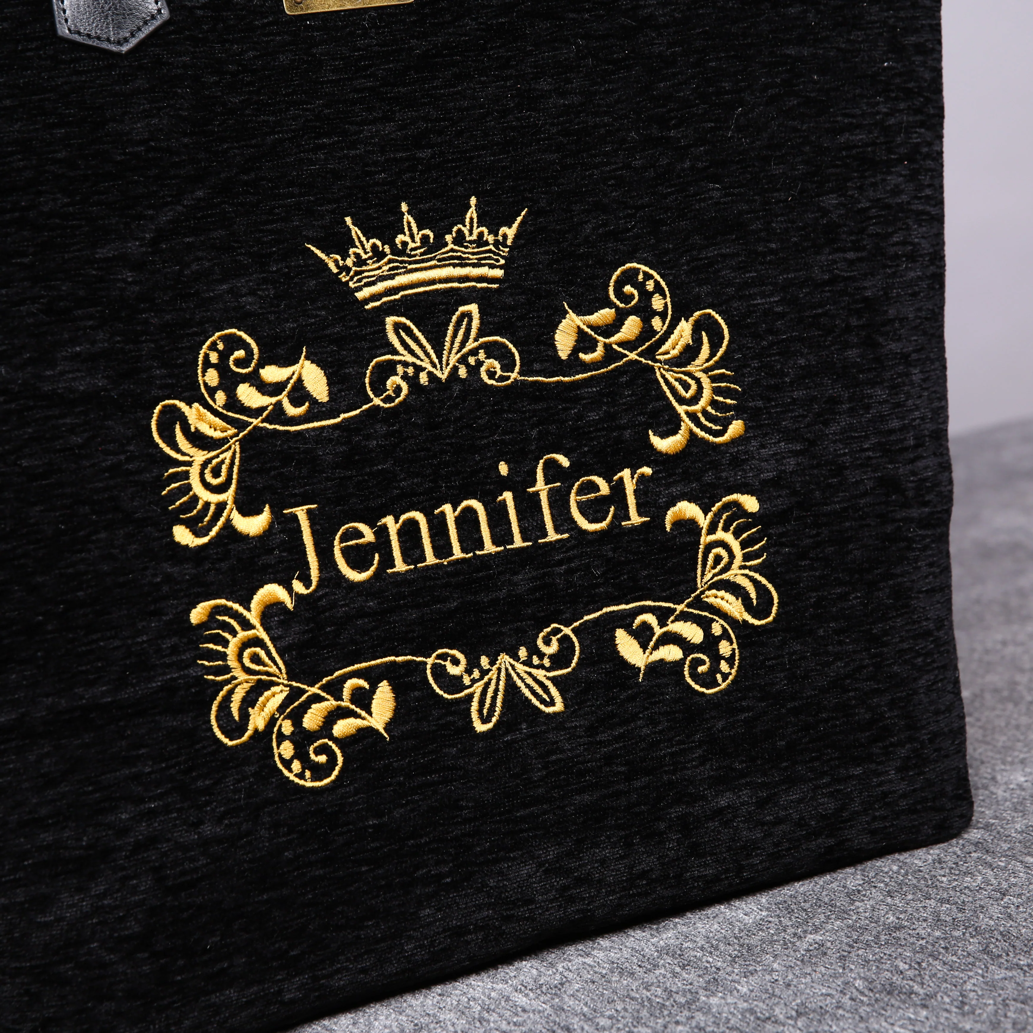Luxury Monogrammed Black Tote - Image 4