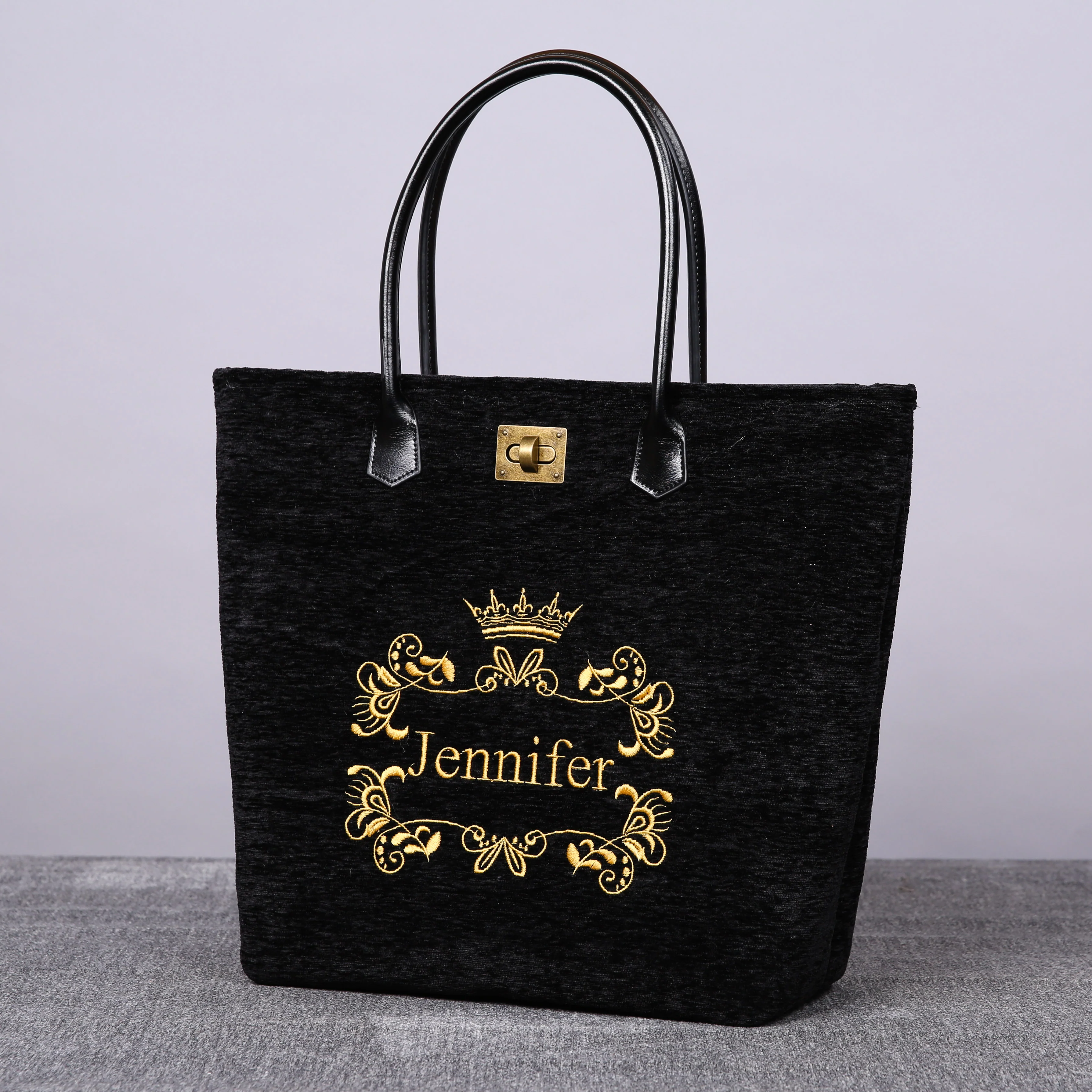 Luxury Monogrammed Black Tote - Image 5
