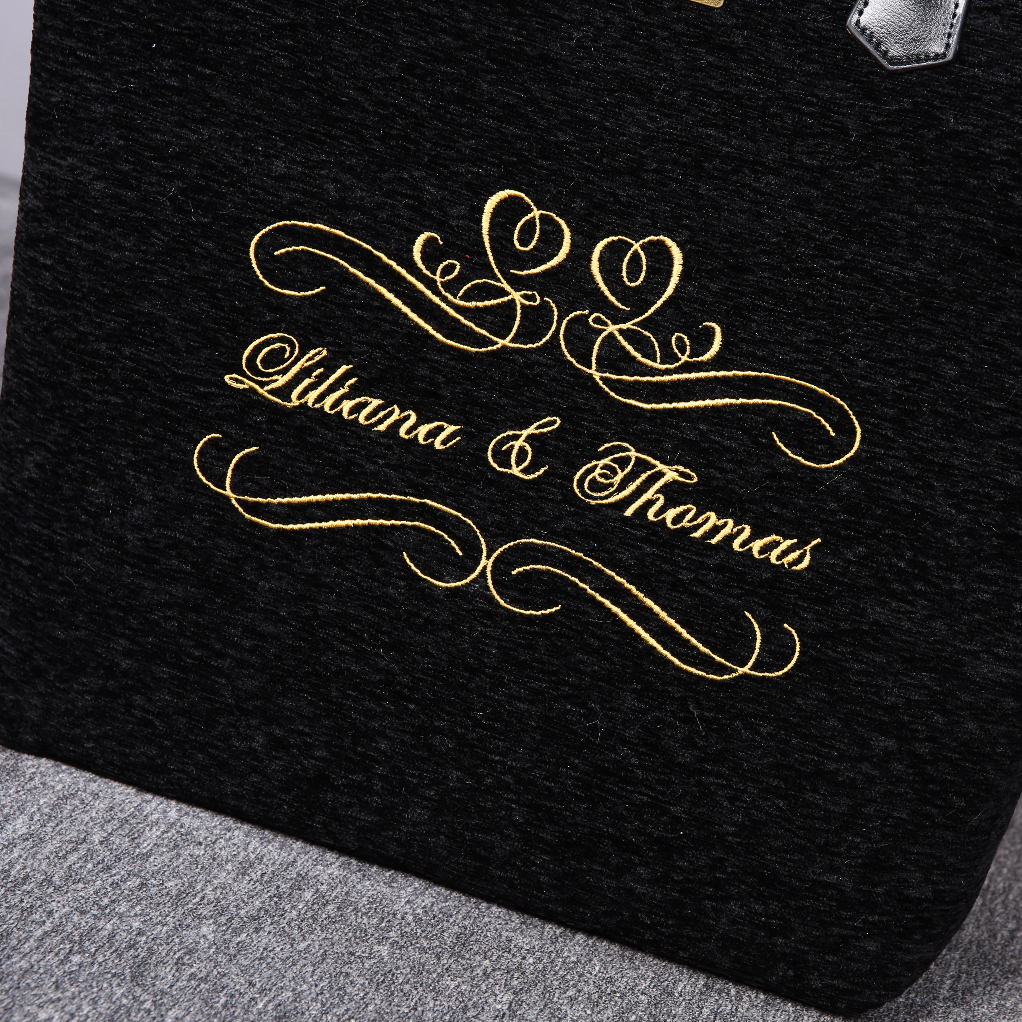 Luxury Monogrammed Black Tote - Image 3