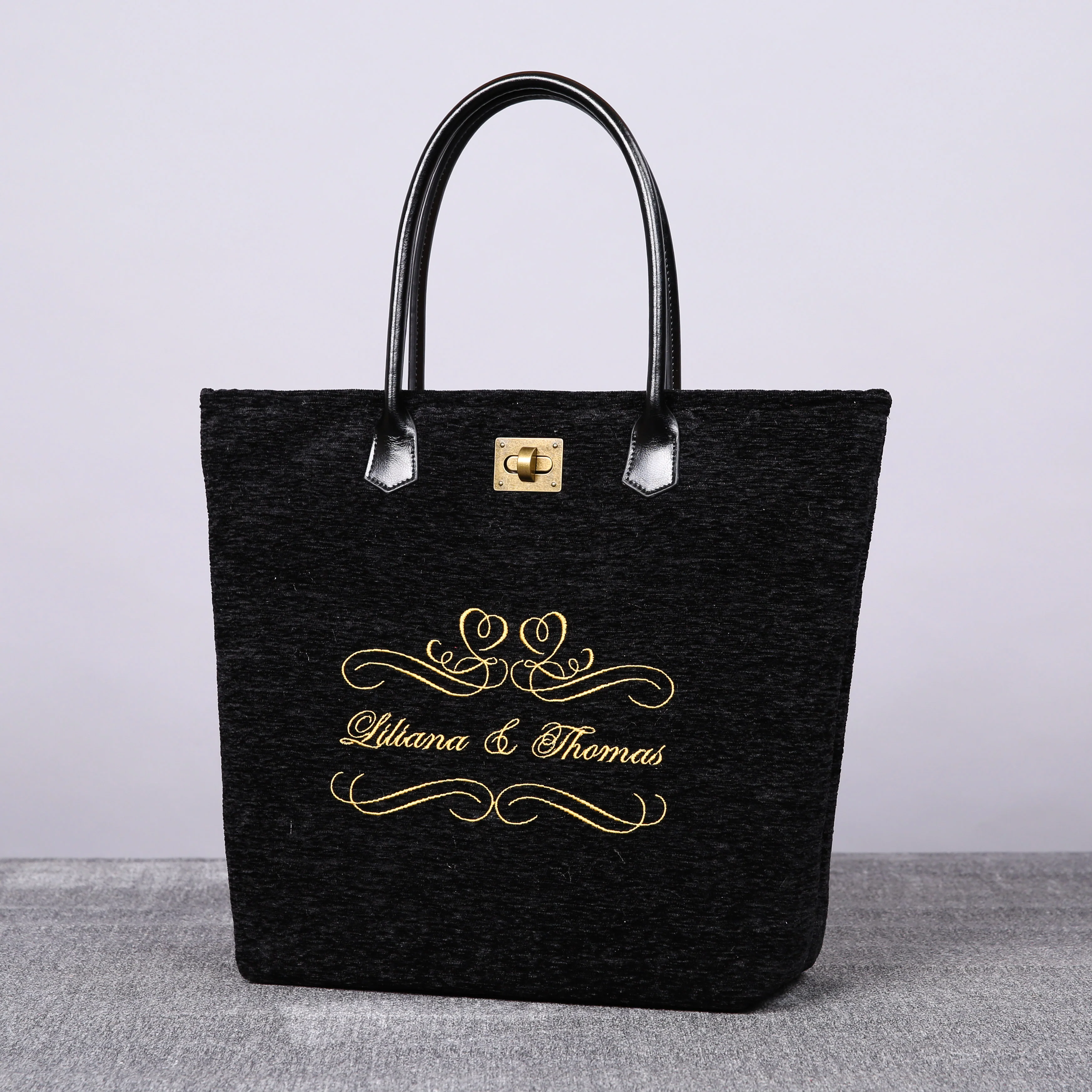 Luxury Monogrammed Black Tote - Image 5