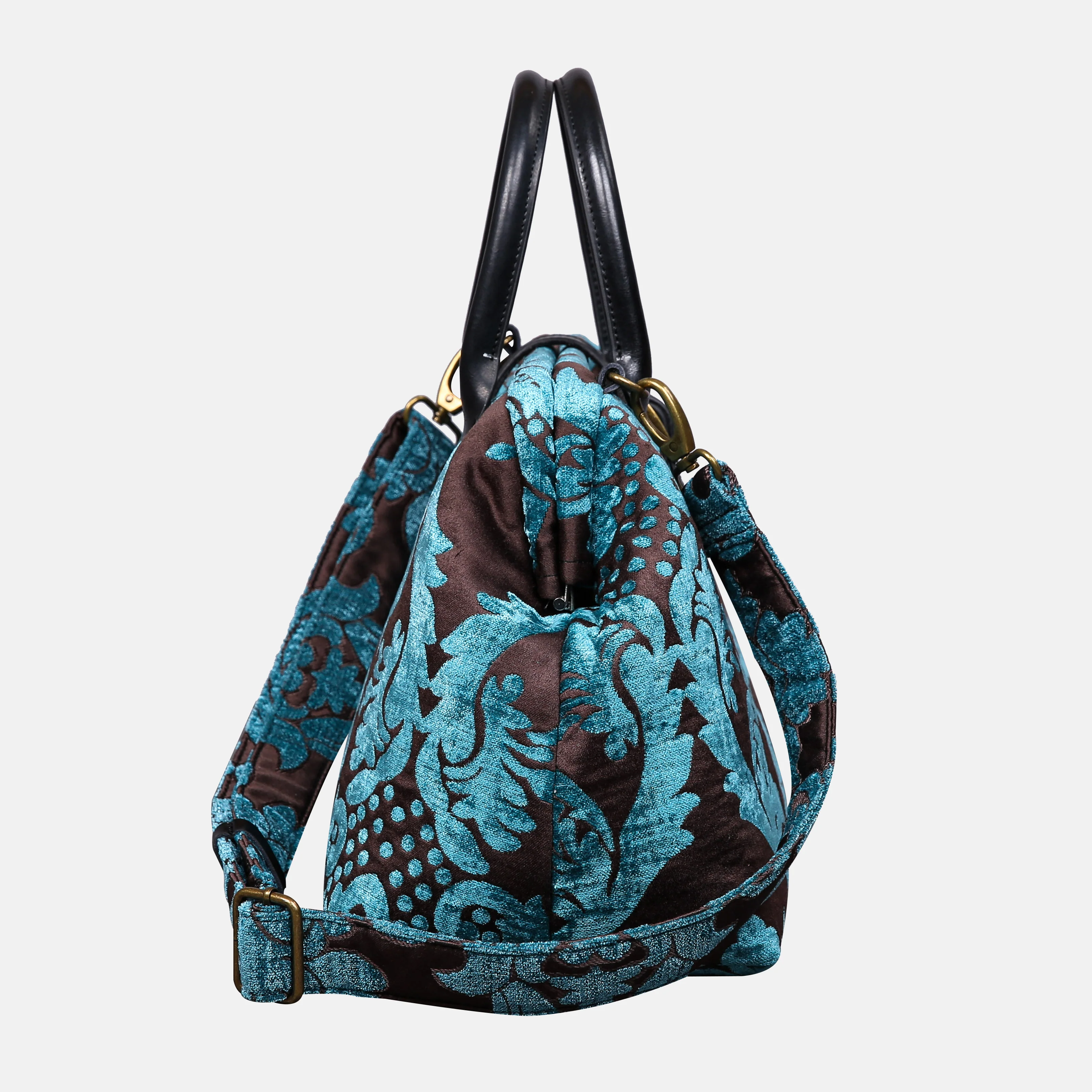 Luxury Damask Blue Carpet Handbag Purse - Image 3