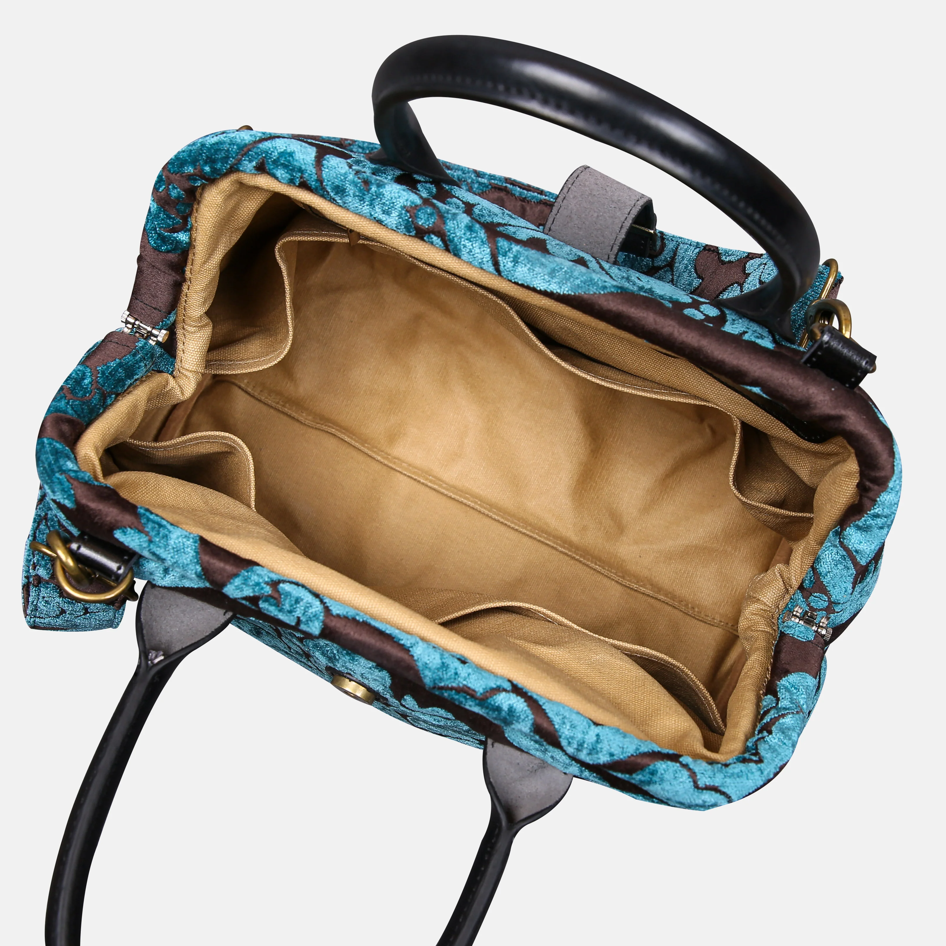Luxury Damask Blue Carpet Handbag Purse - Image 6