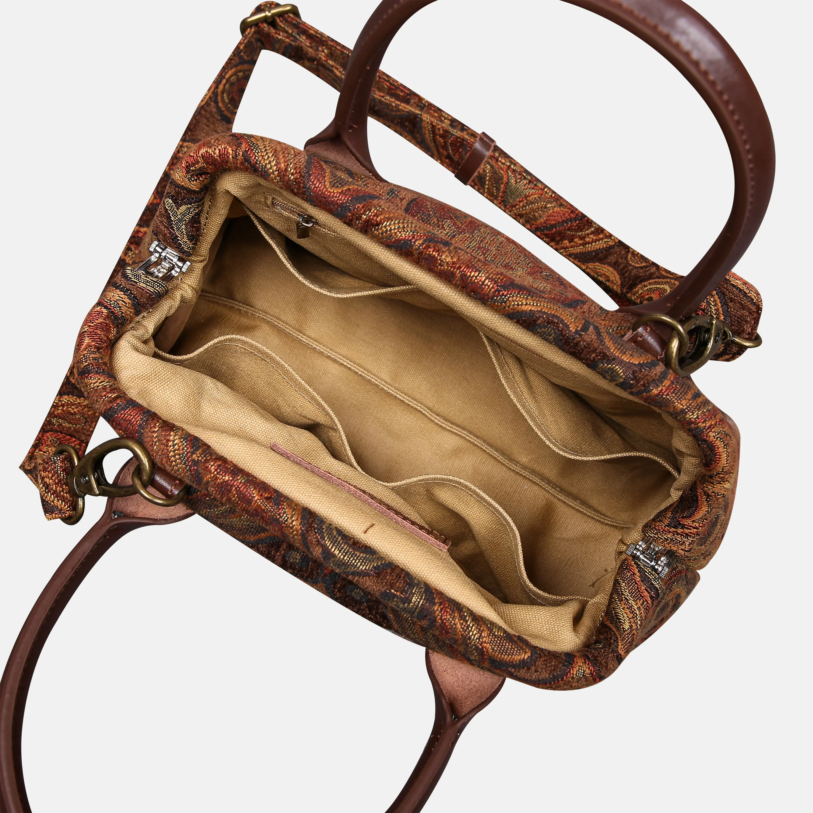 Damask D. Brown Carpet Satchel - Image 6