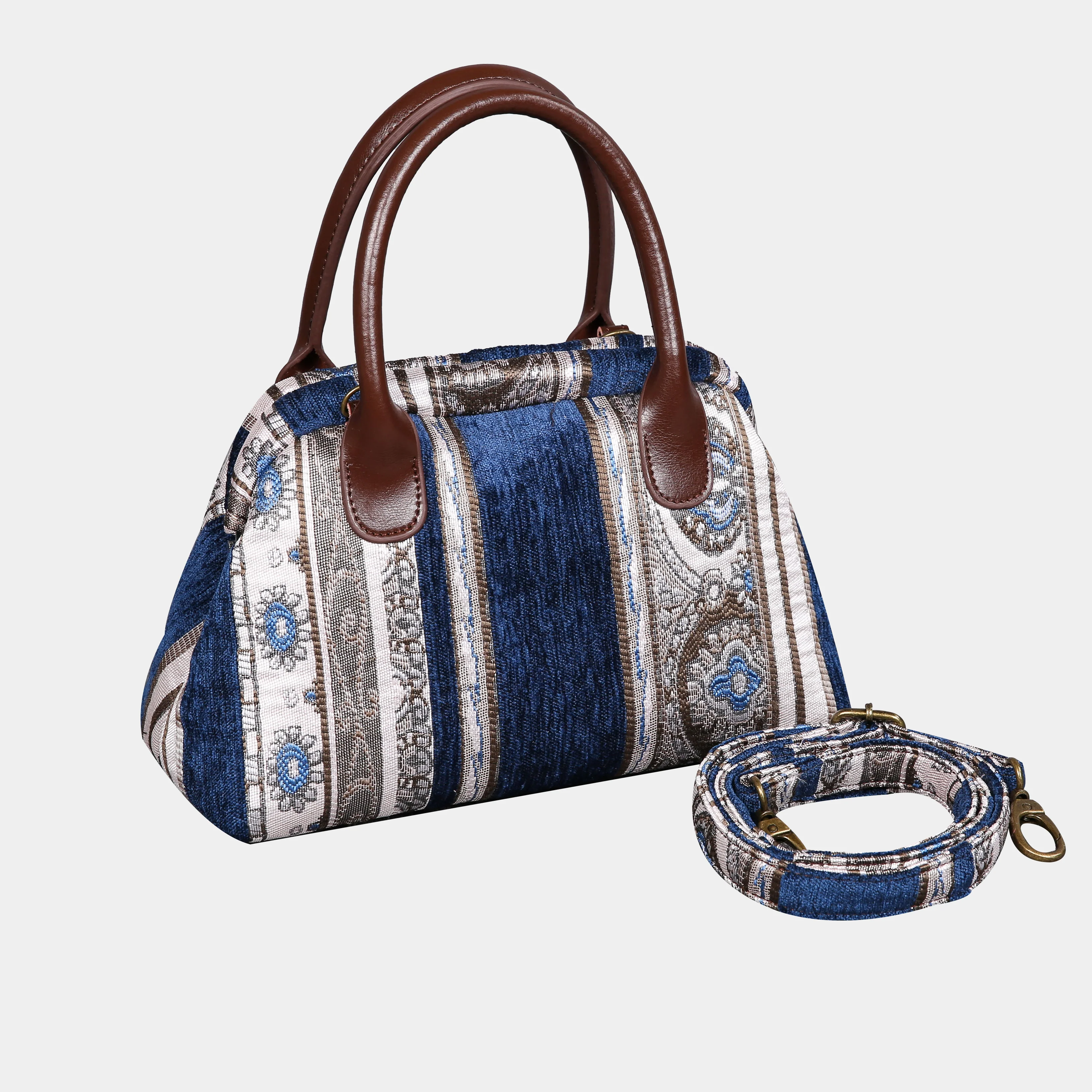 Ethnic Stripes Navy Carpet Satchel - Image 2