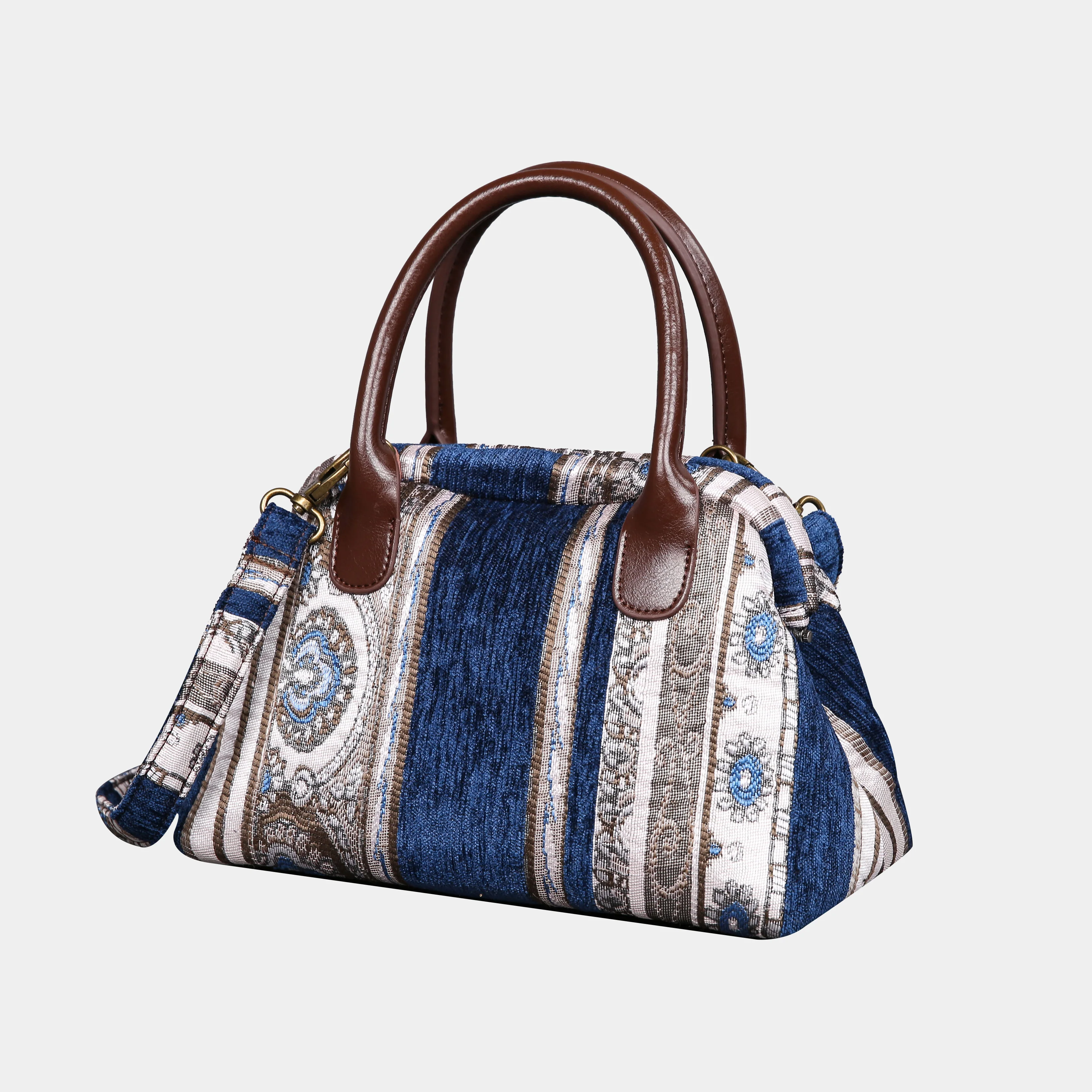 Ethnic Stripes Navy Carpet Satchel - Image 3
