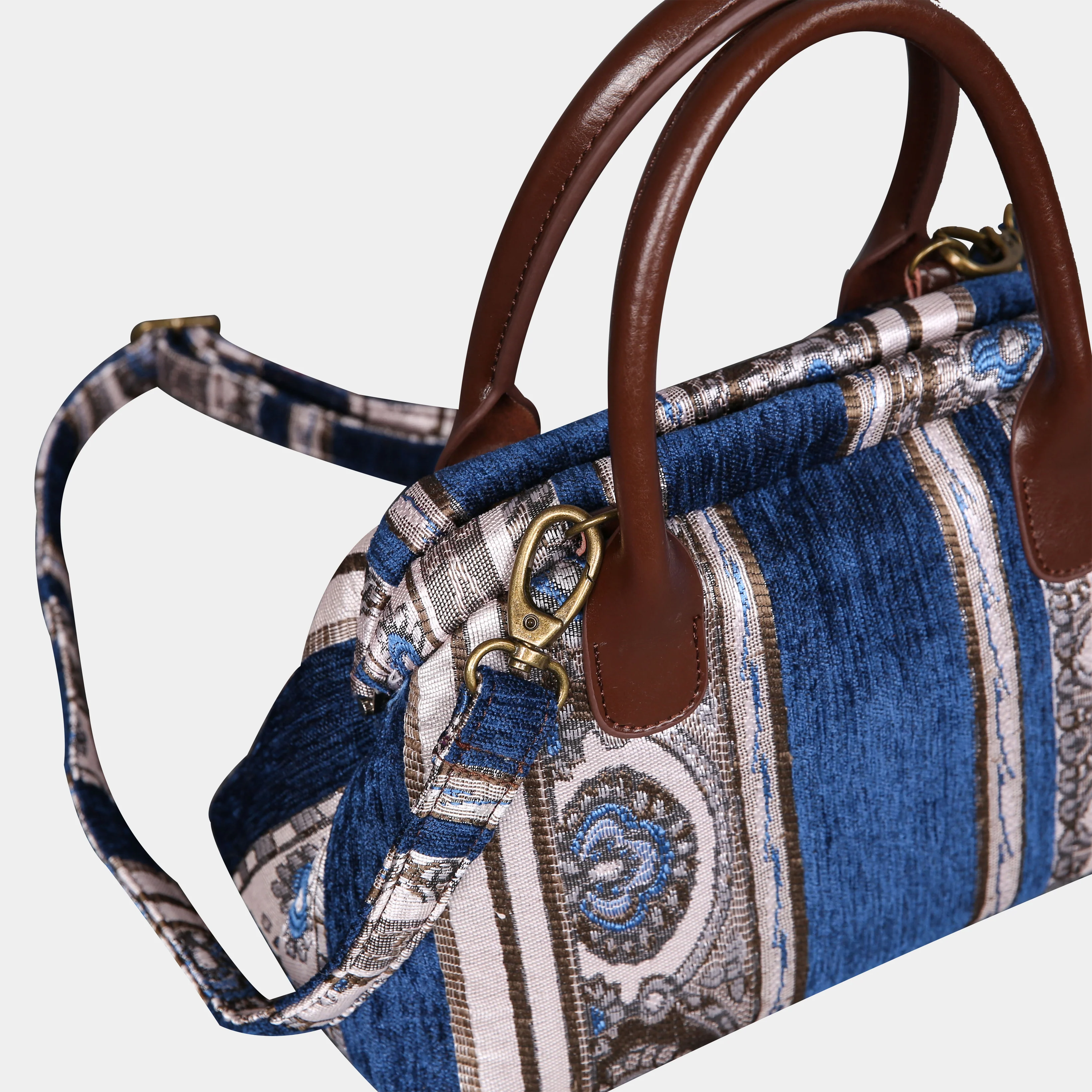 Ethnic Stripes Navy Carpet Satchel - Image 4