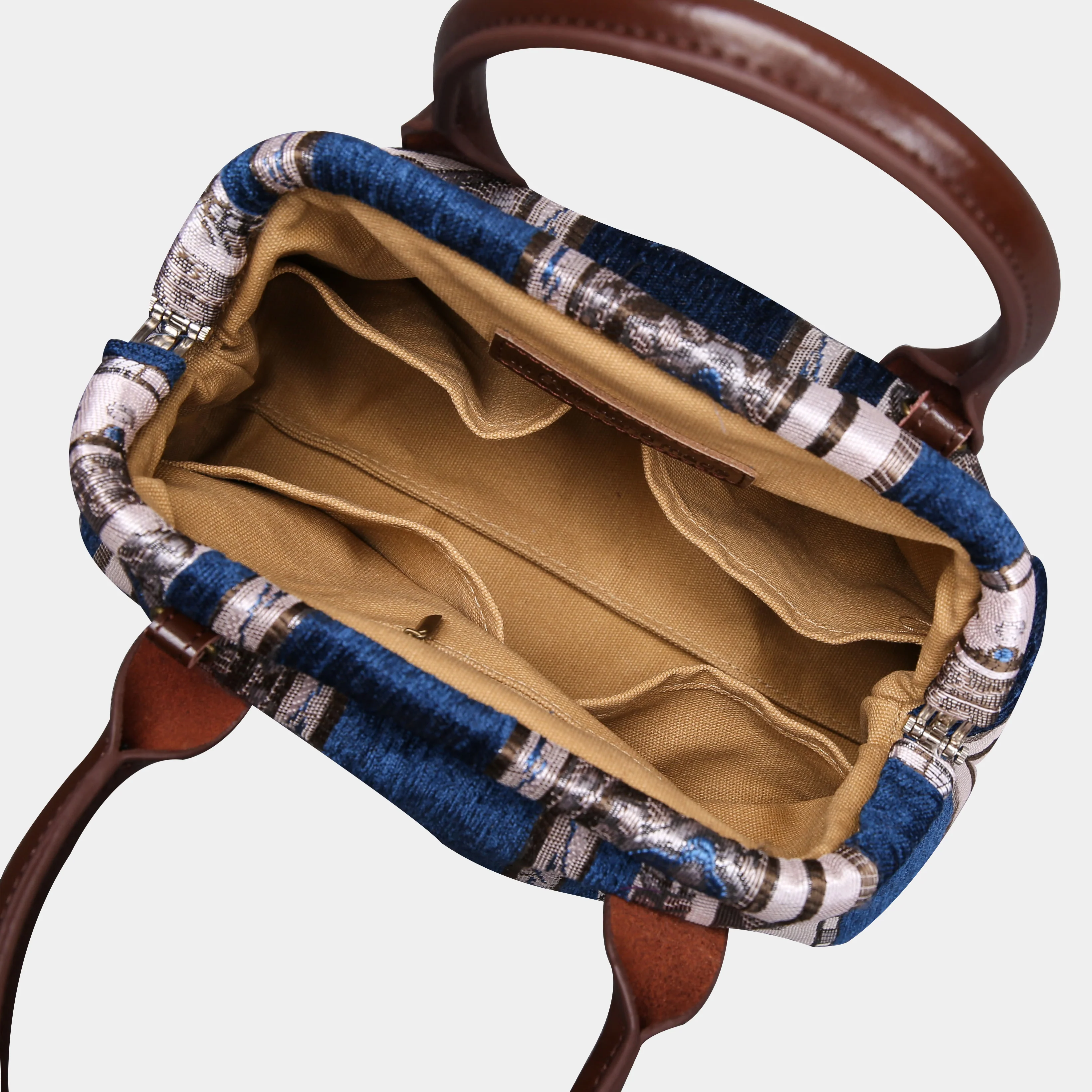 Ethnic Stripes Navy Carpet Satchel - Image 6