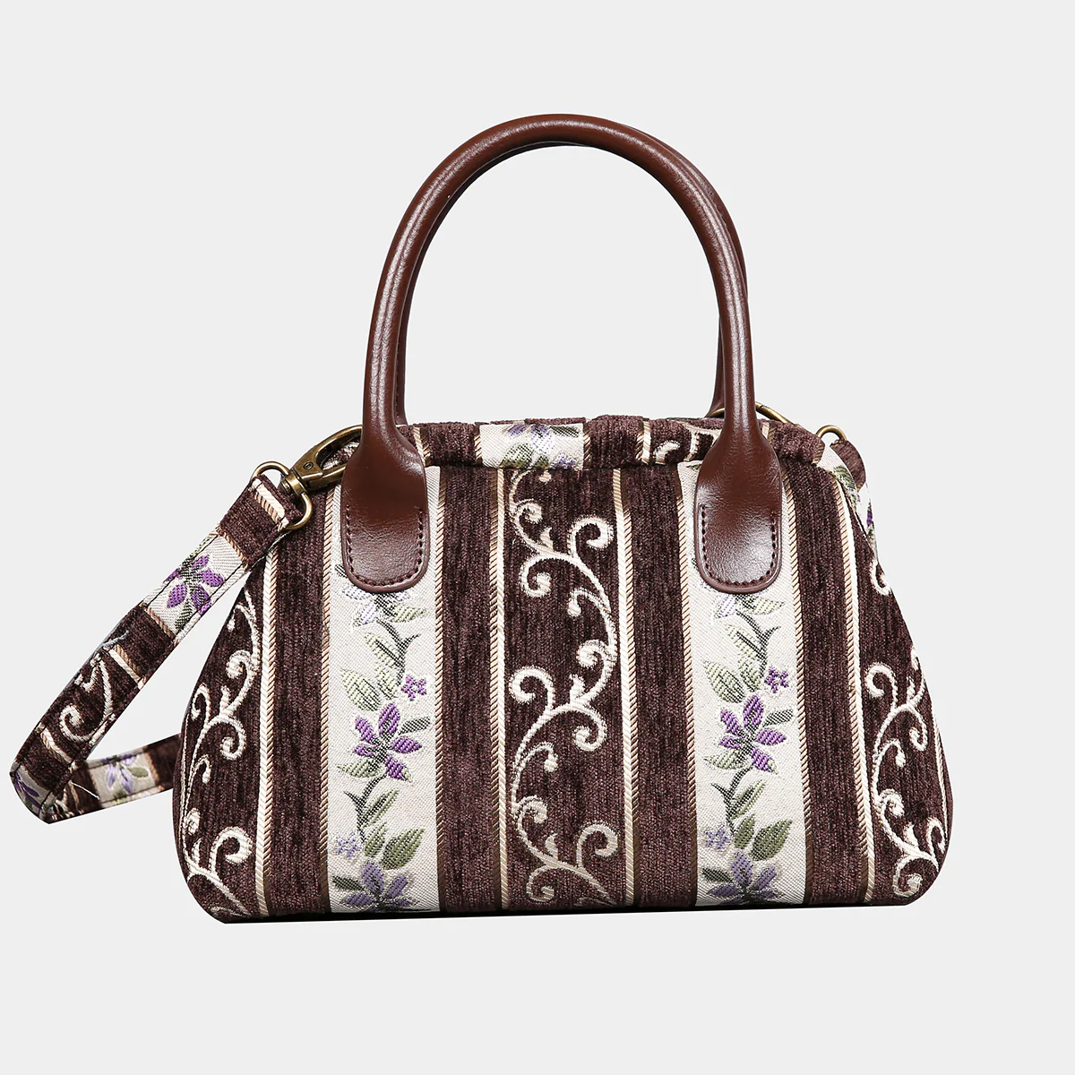 Victorian Stripes Brown Carpet Satchel