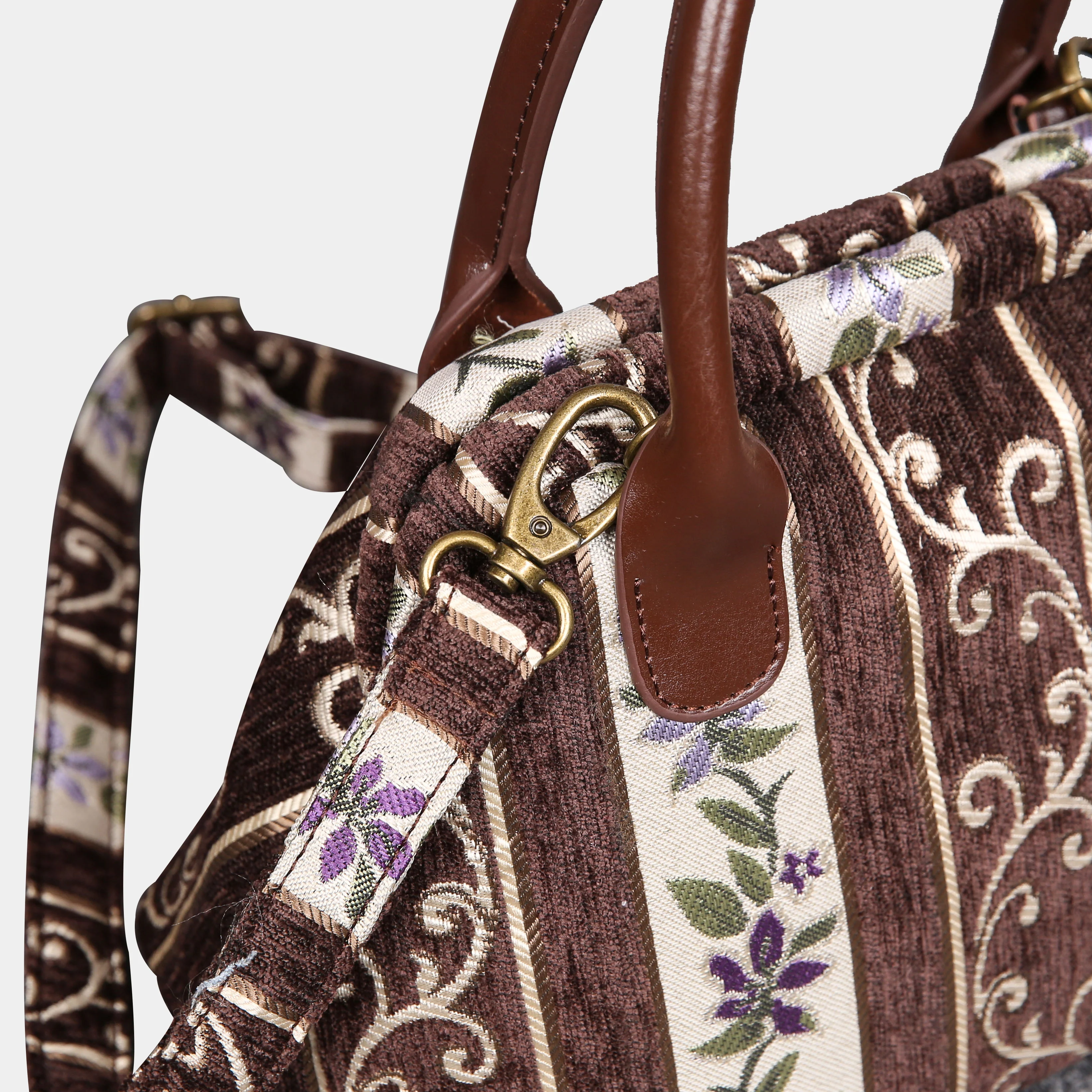 Victorian Stripes Brown Carpet Satchel - Image 4