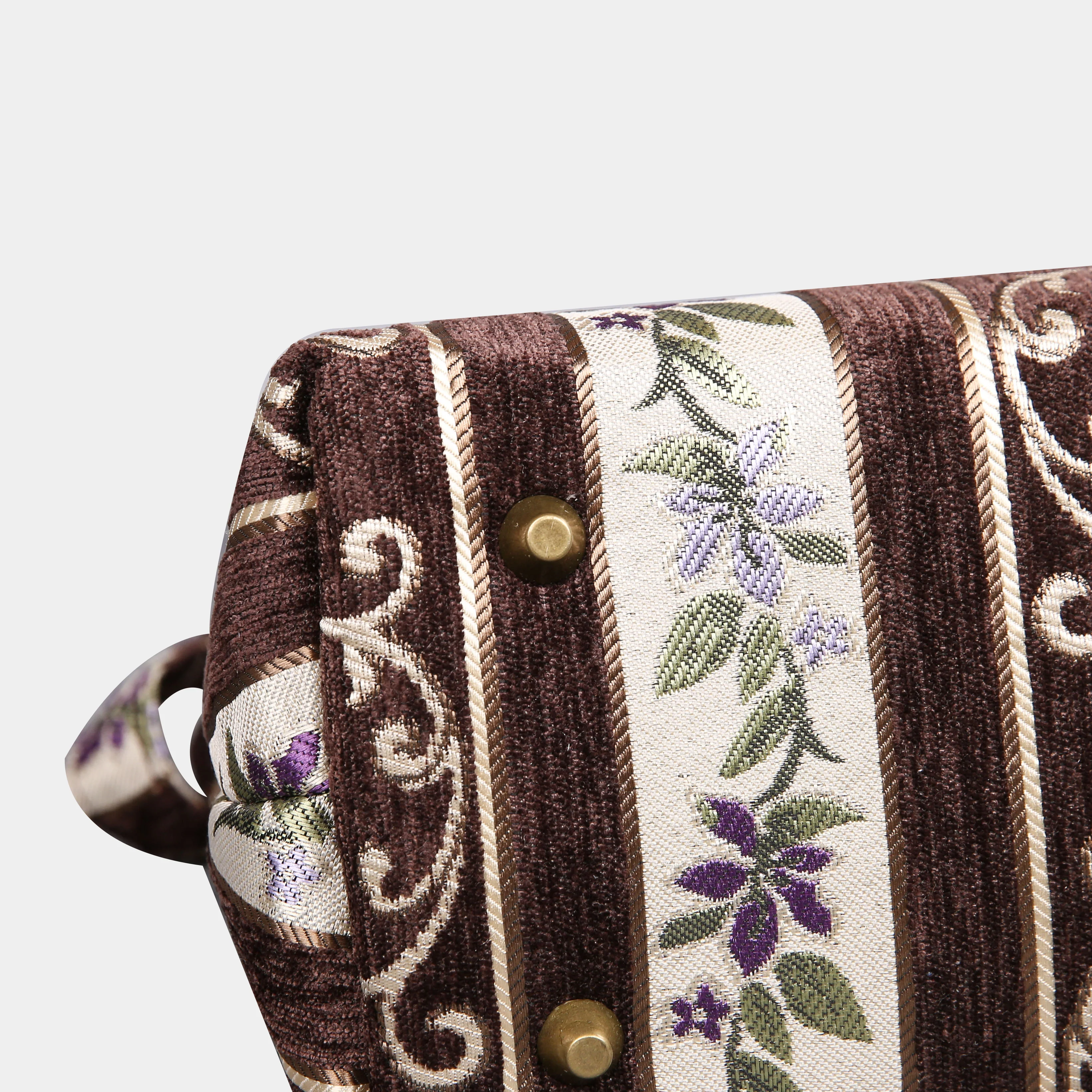 Victorian Stripes Brown Carpet Satchel - Image 5