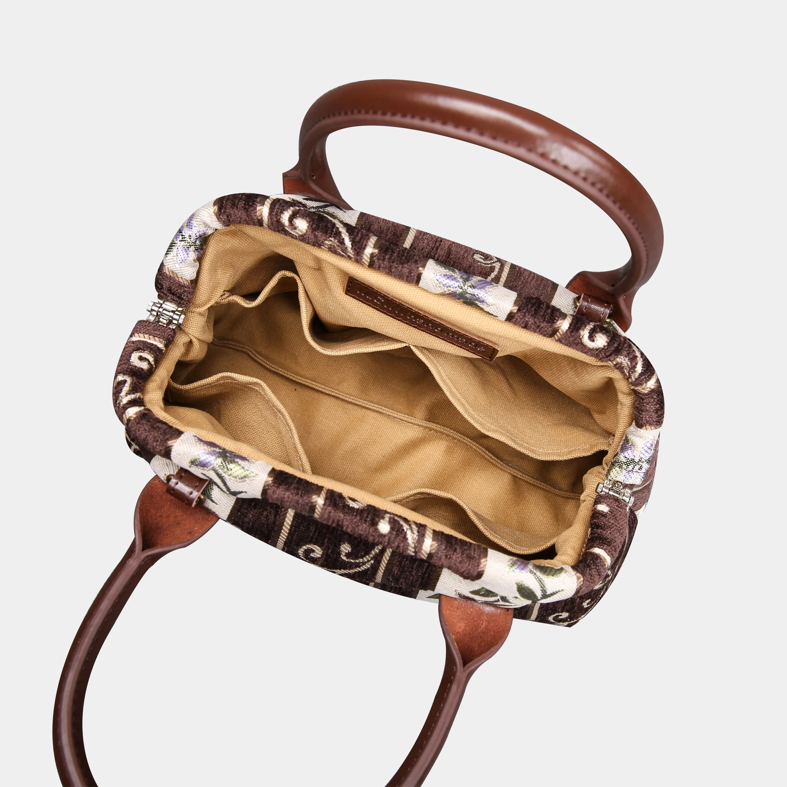 Victorian Stripes Brown Carpet Satchel - Image 6