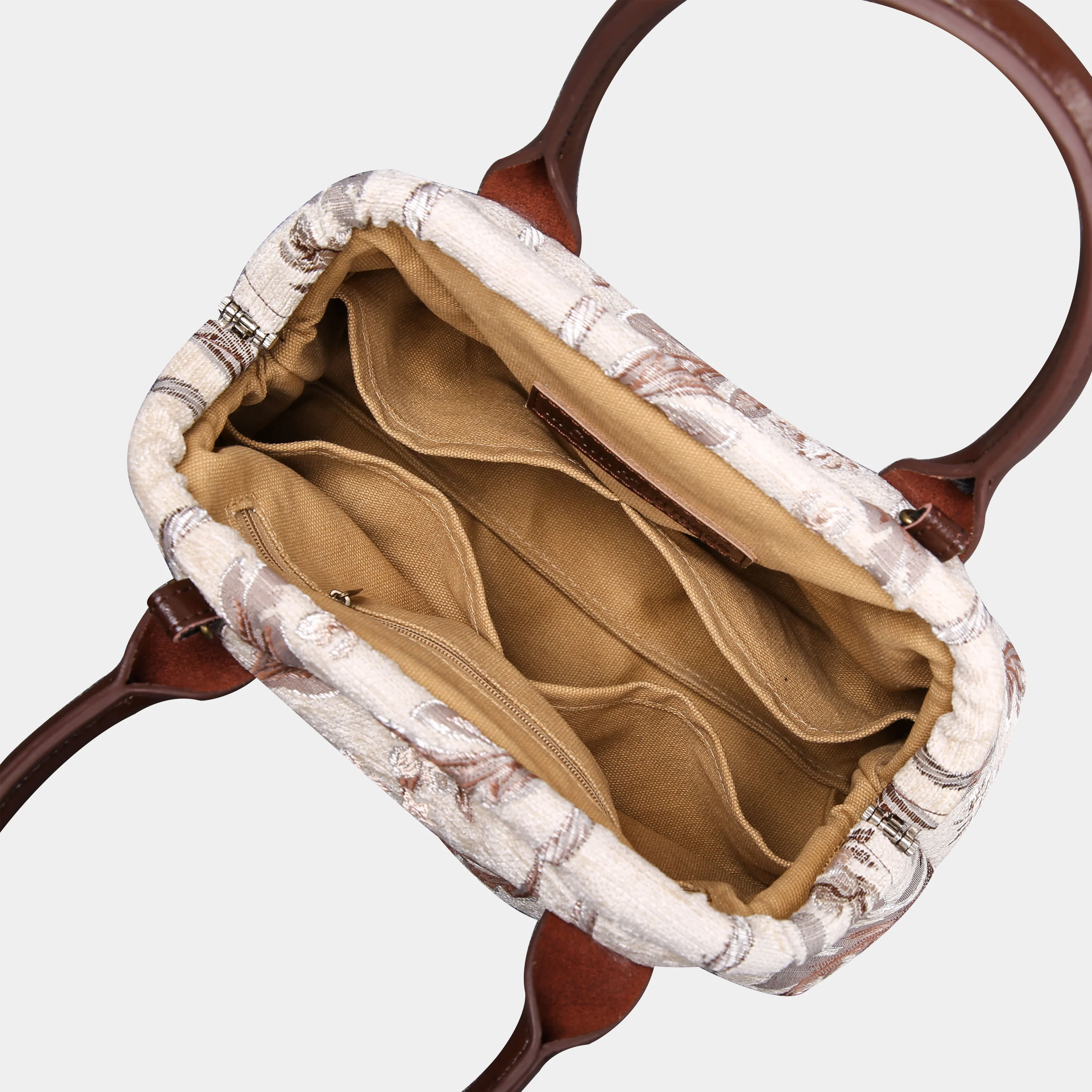 Victorian Stripes Cream Carpet Satchel - Image 6