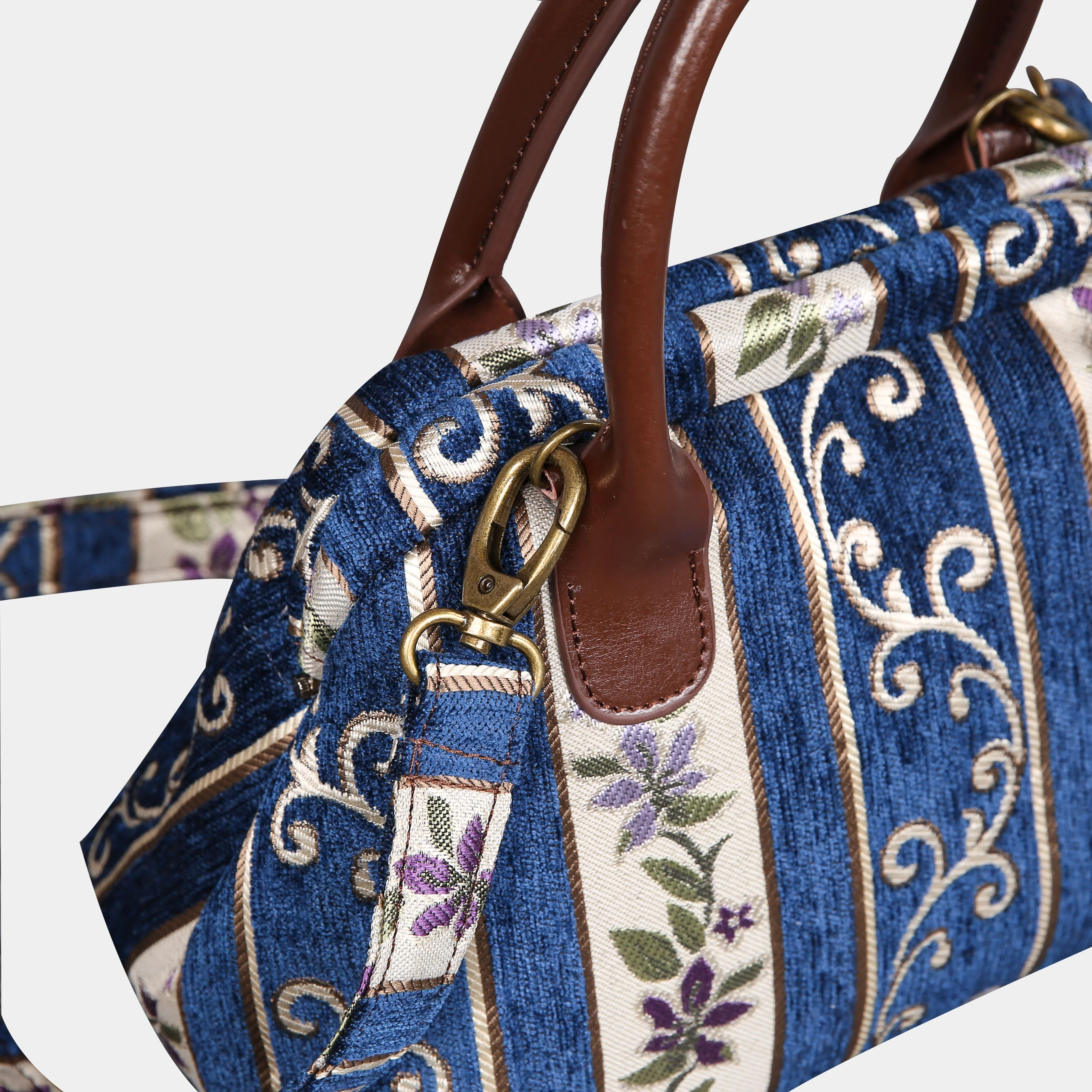 Victorian Stripes Navy Carpet Satchel - Image 4