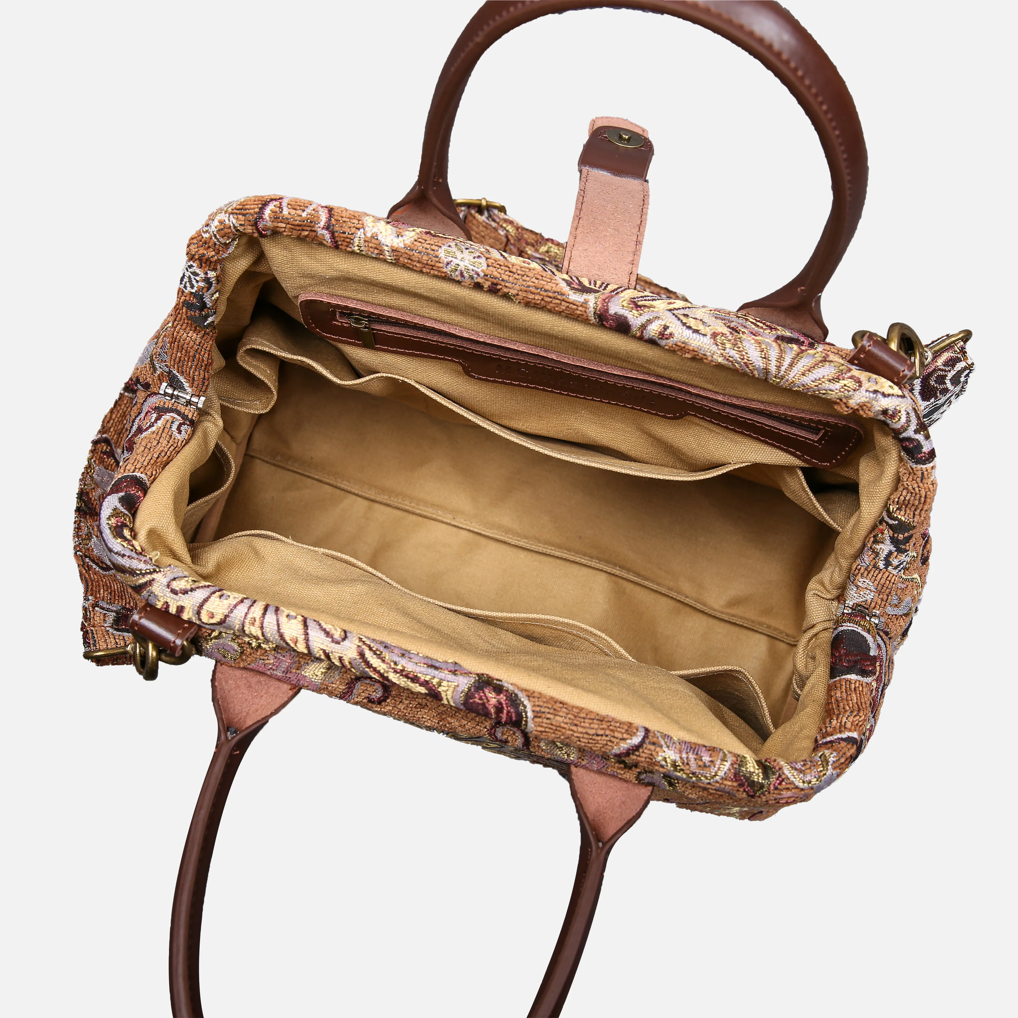 Nostalgia Brown Carpet Handbag Purse - Image 5