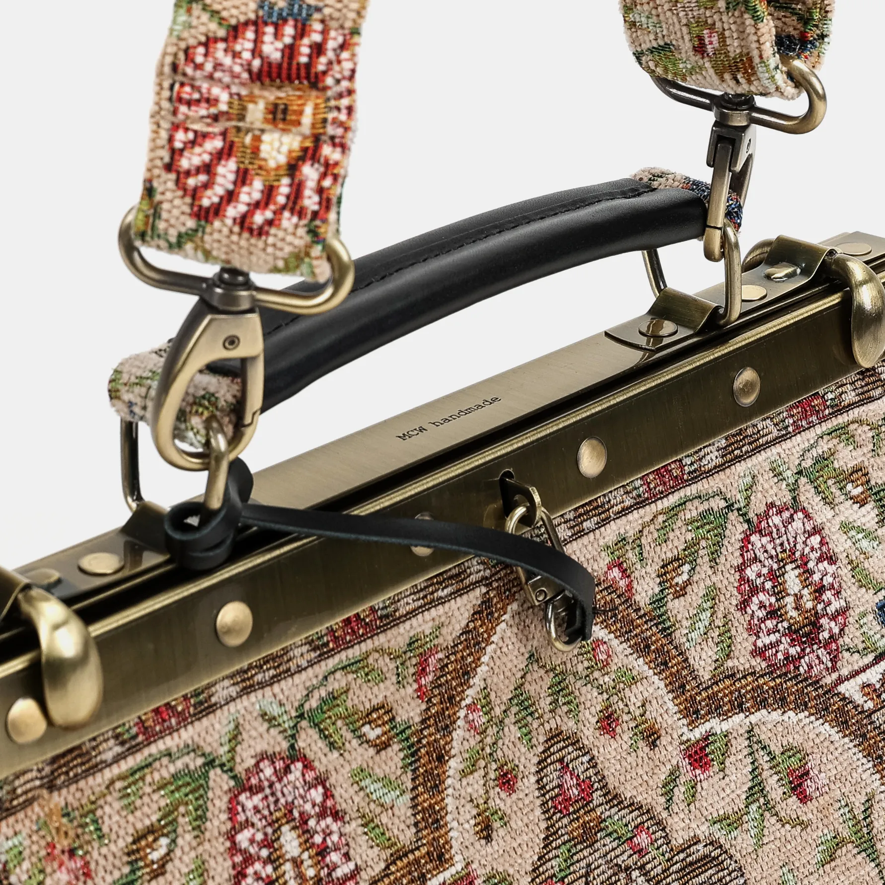 Oriental Beige Cecile Carpet Purse Gladstone Bag - Image 6